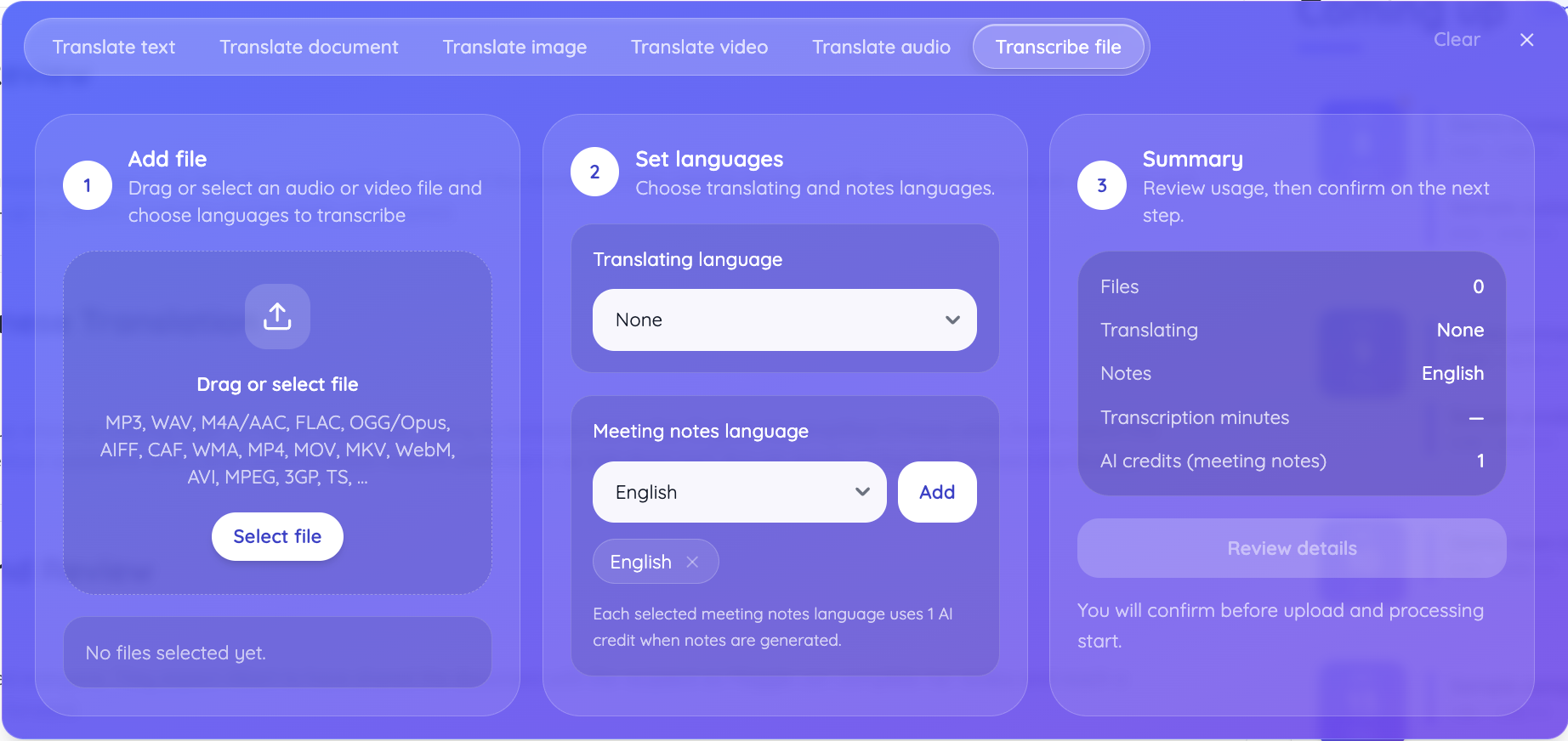 jotme transcribe file