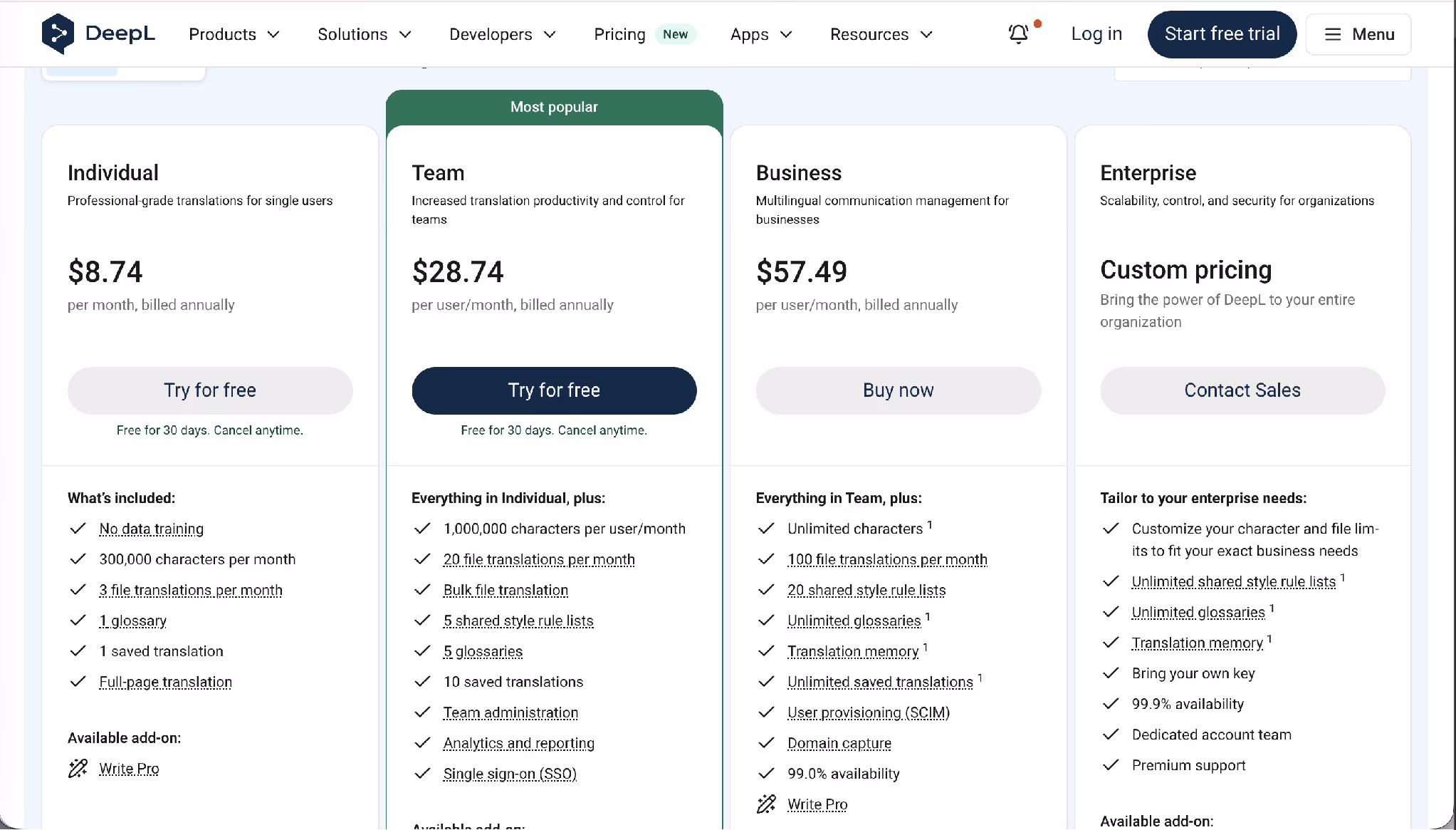 deepl pricing