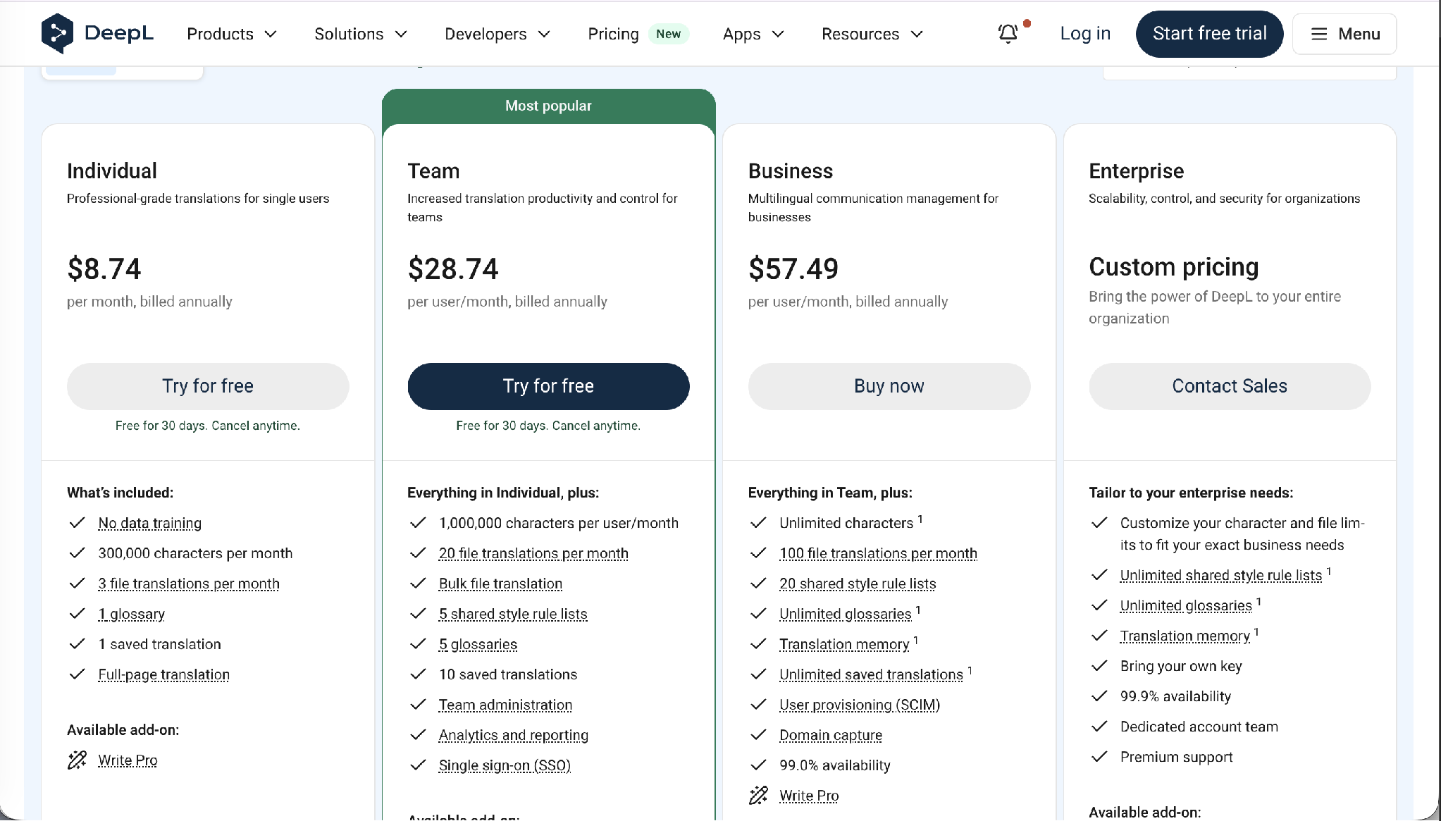 deepl pricing