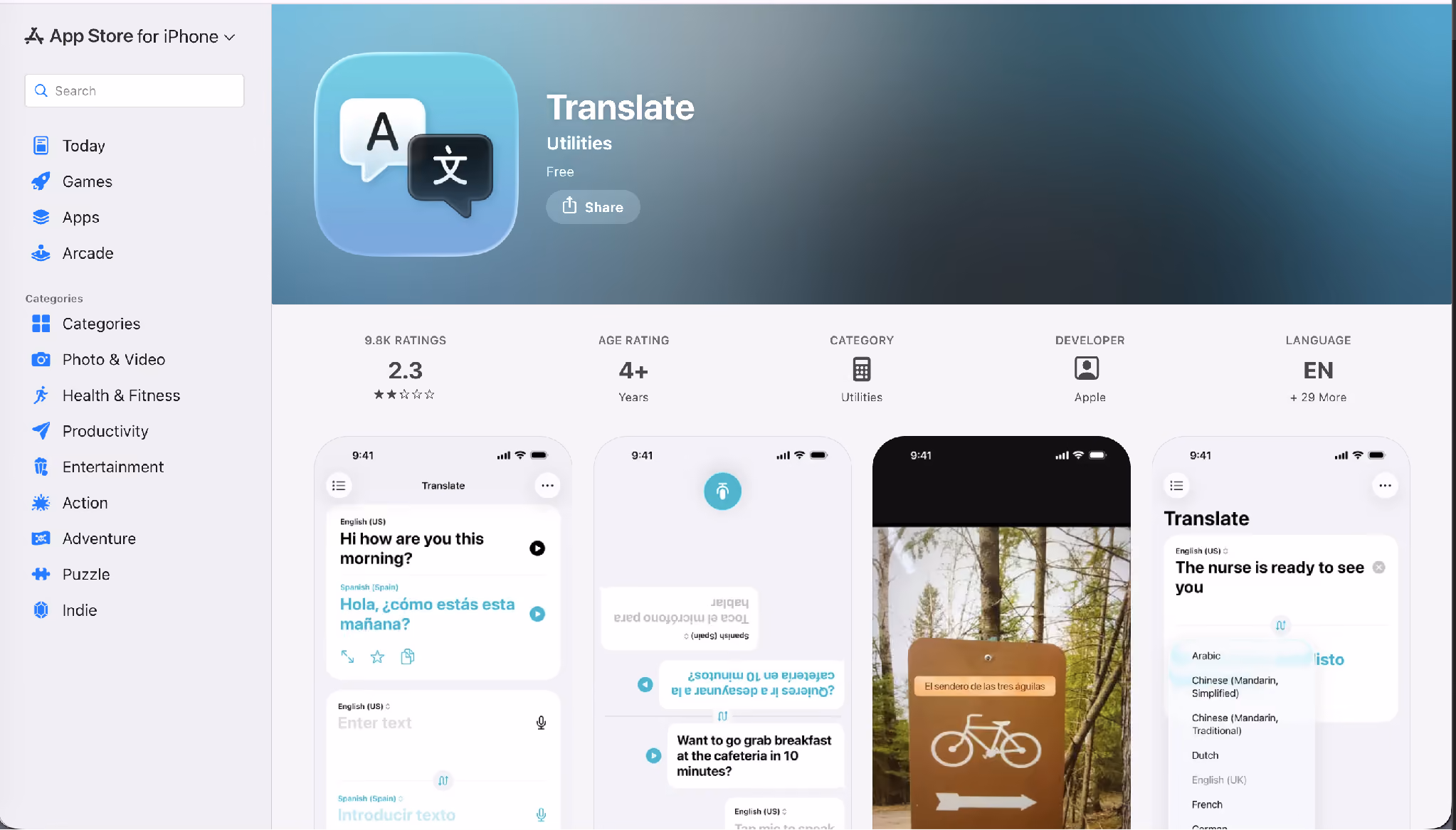 apple translate homepage