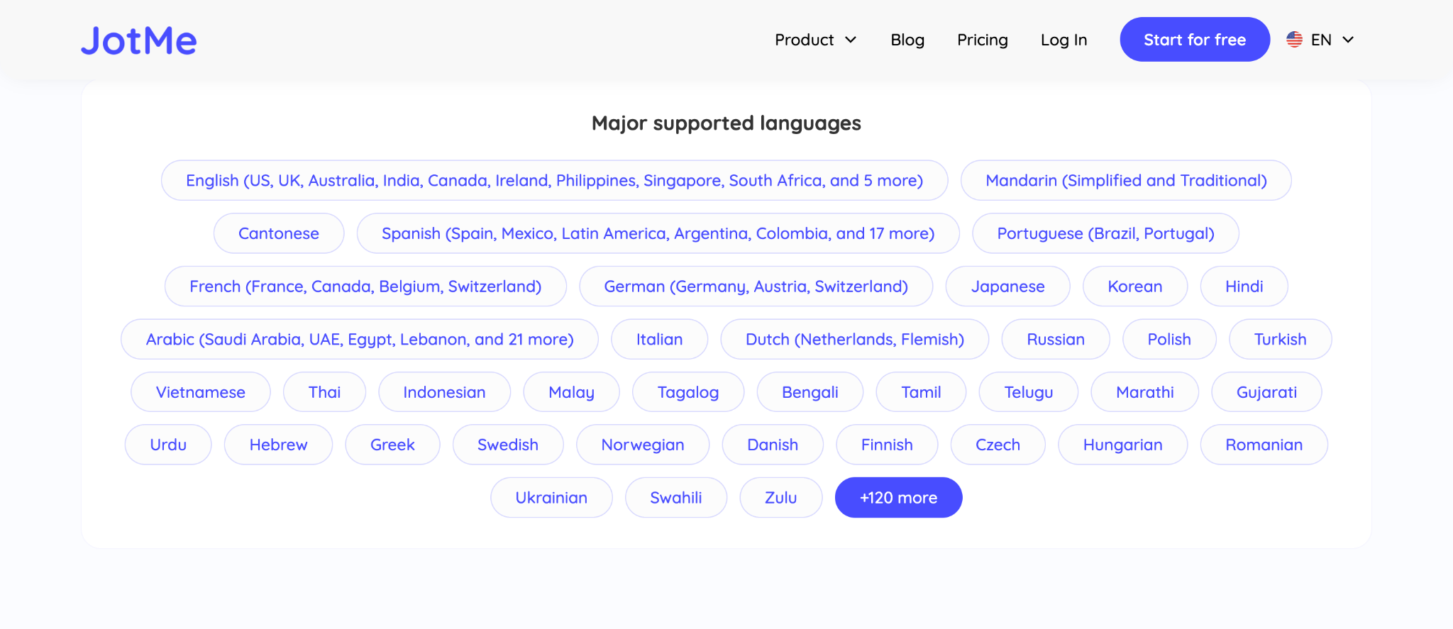 jotme language support