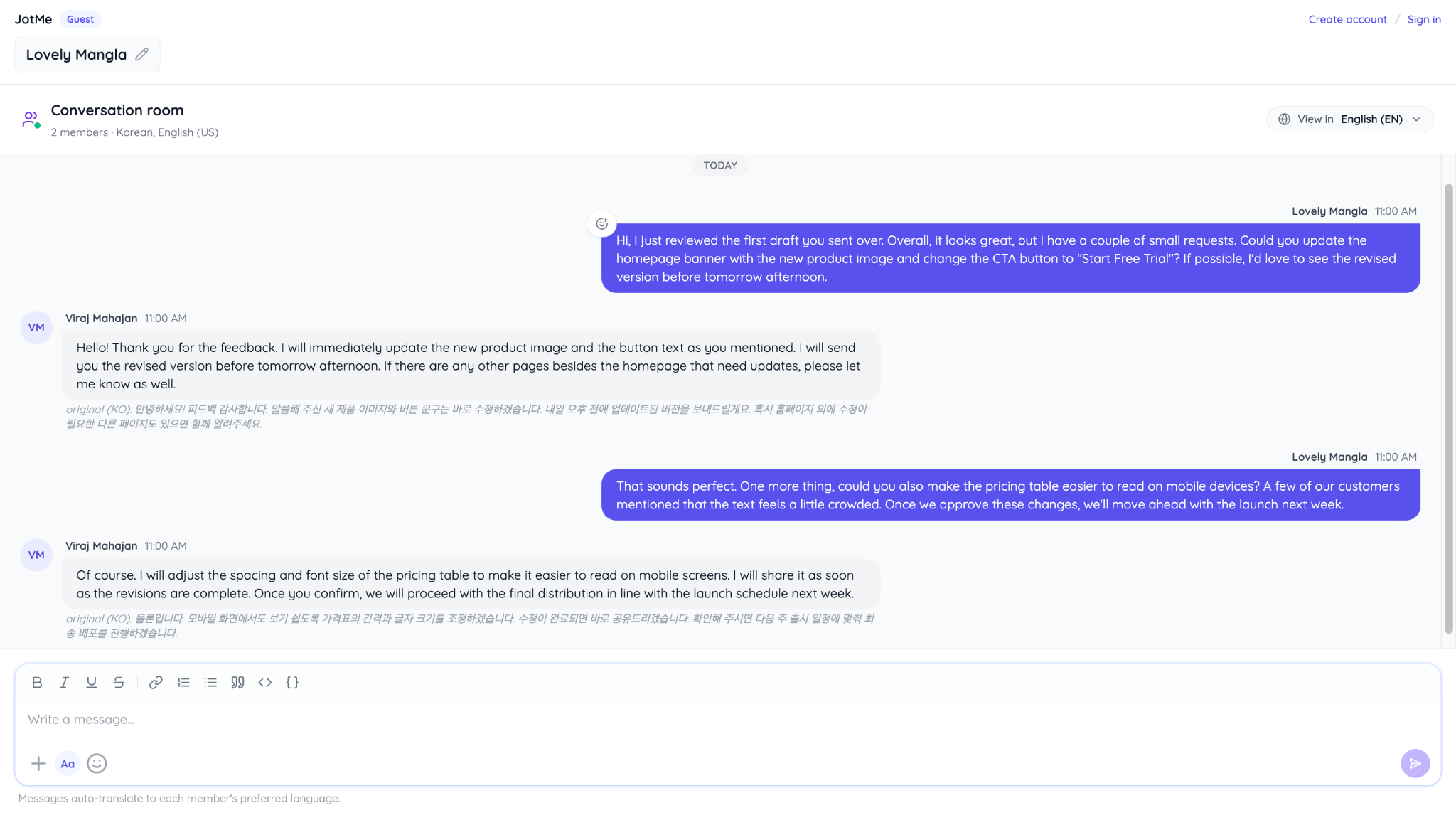 jotme ai chat english conversation