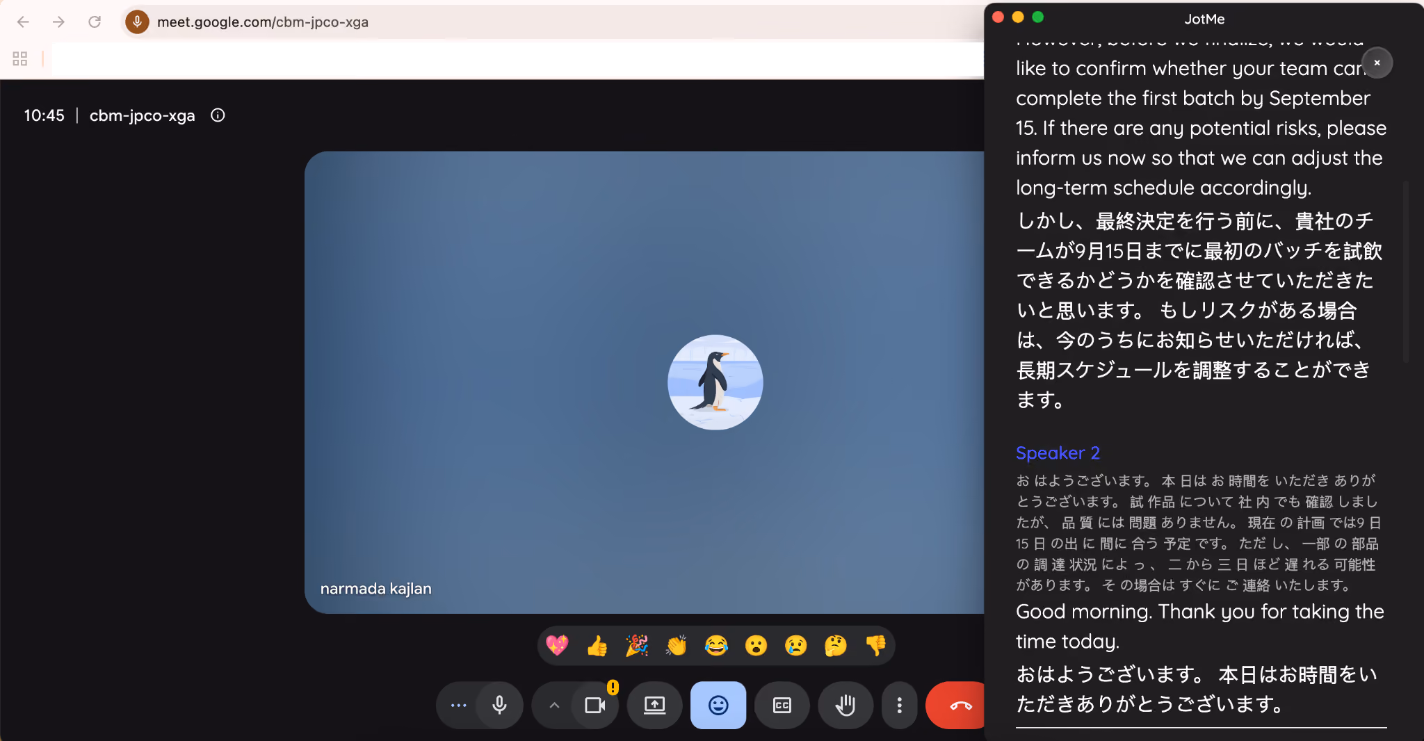 jotme live transcription