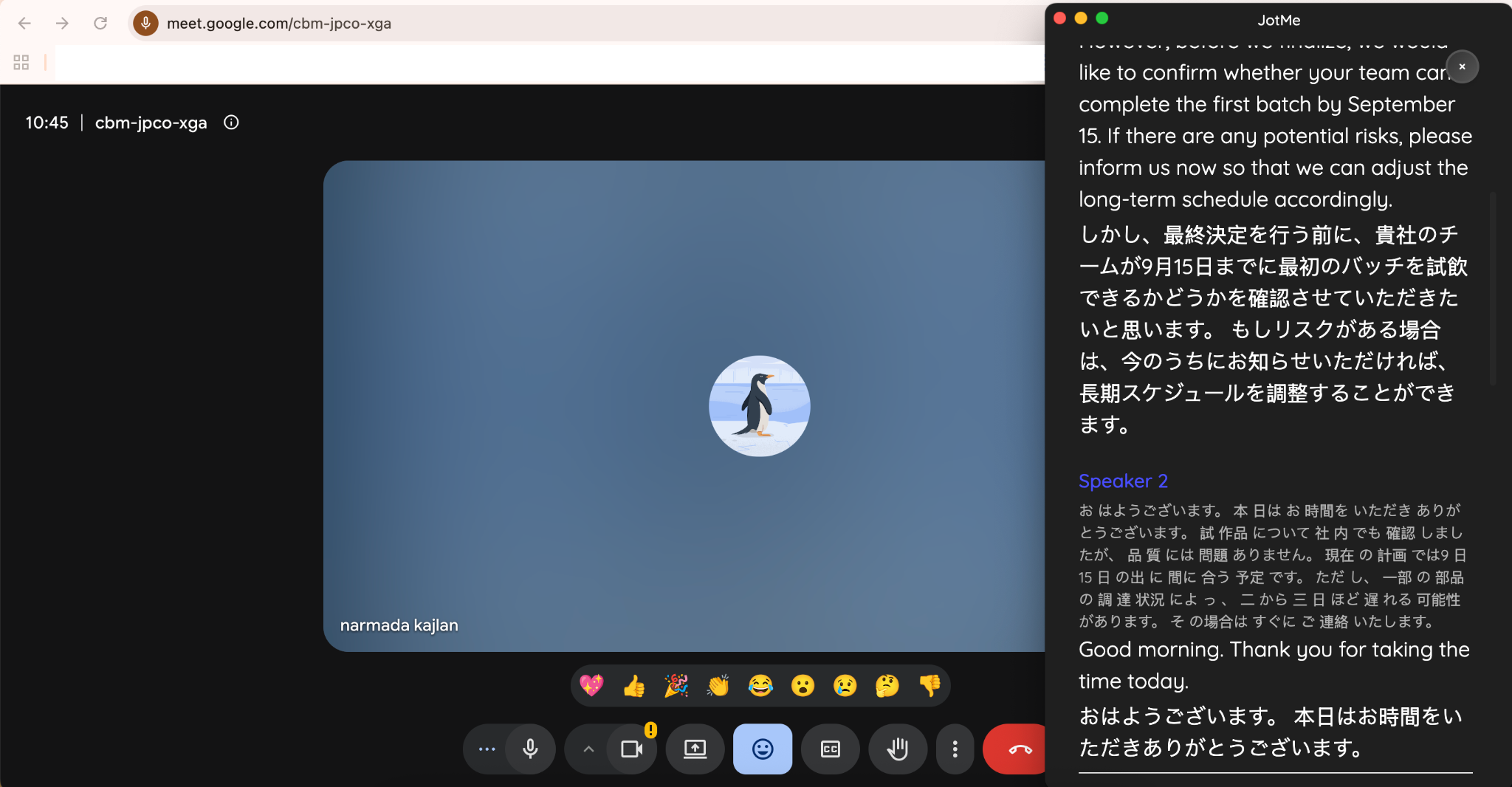 jotme live transcription