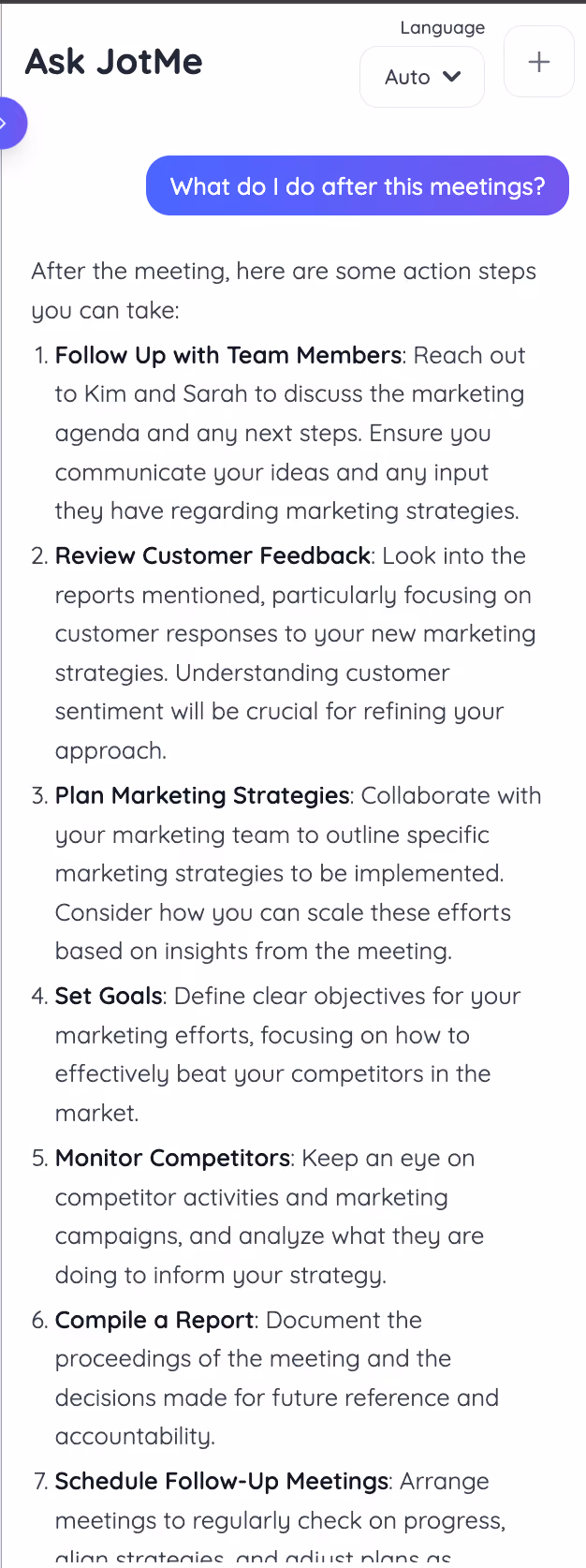ask meeting related questions