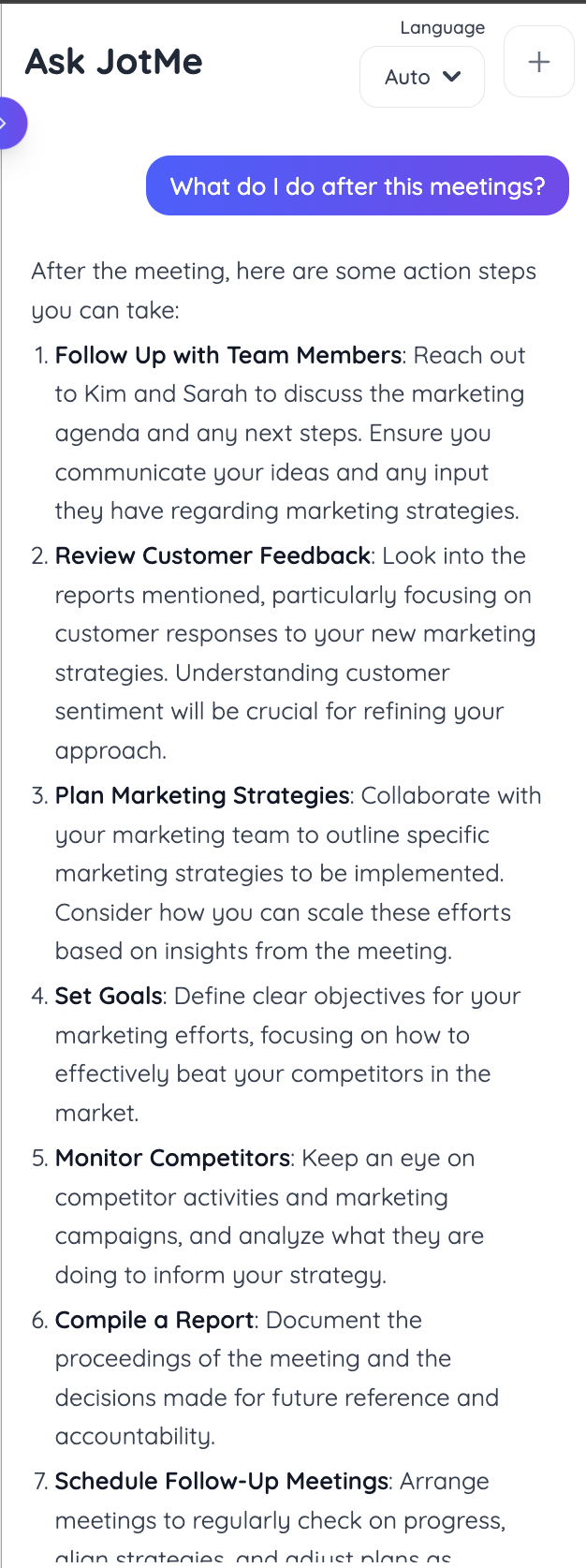 ask meeting related questions