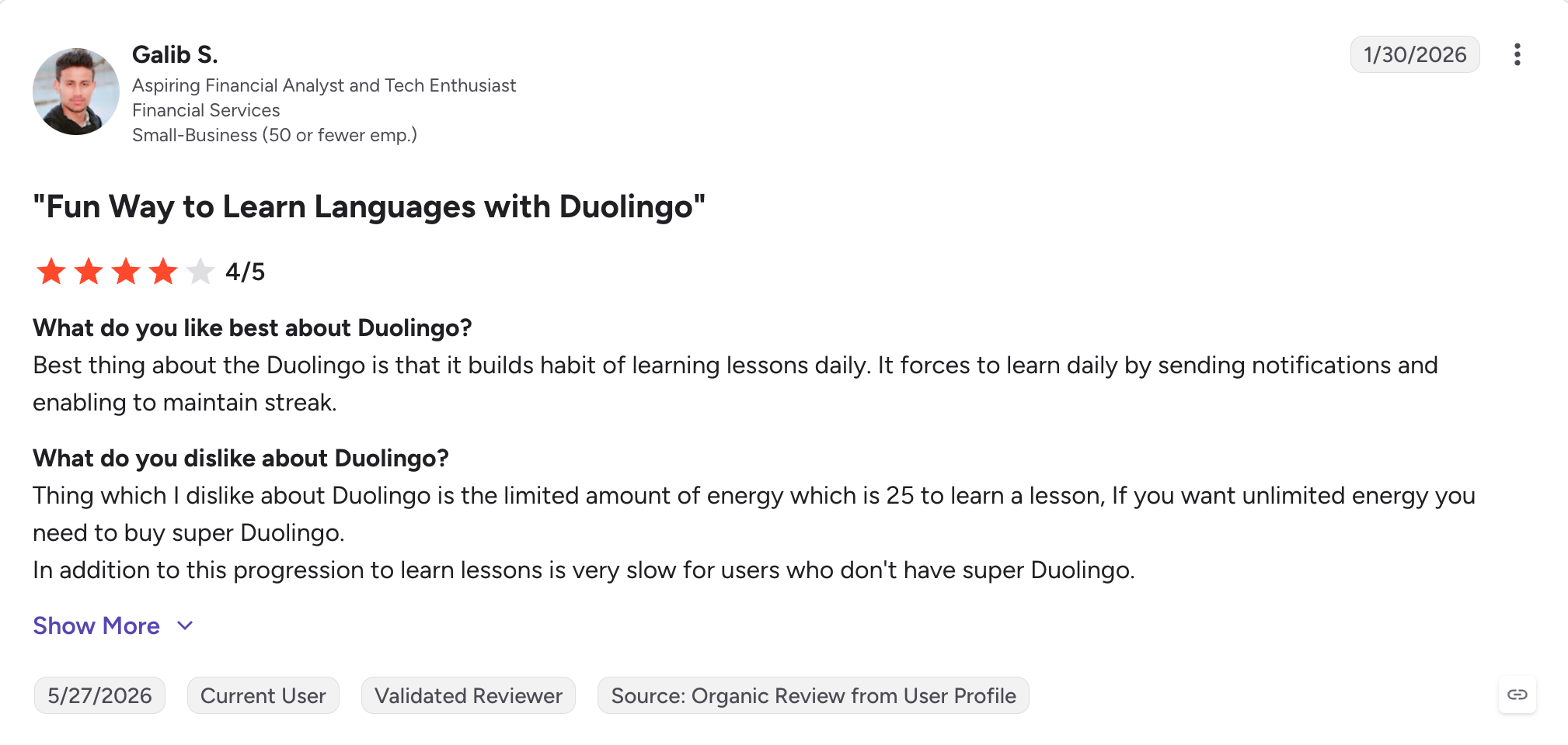 duolingo g2 review