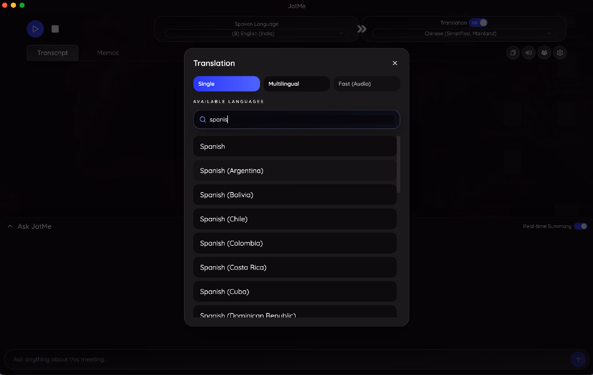 jotme choose language