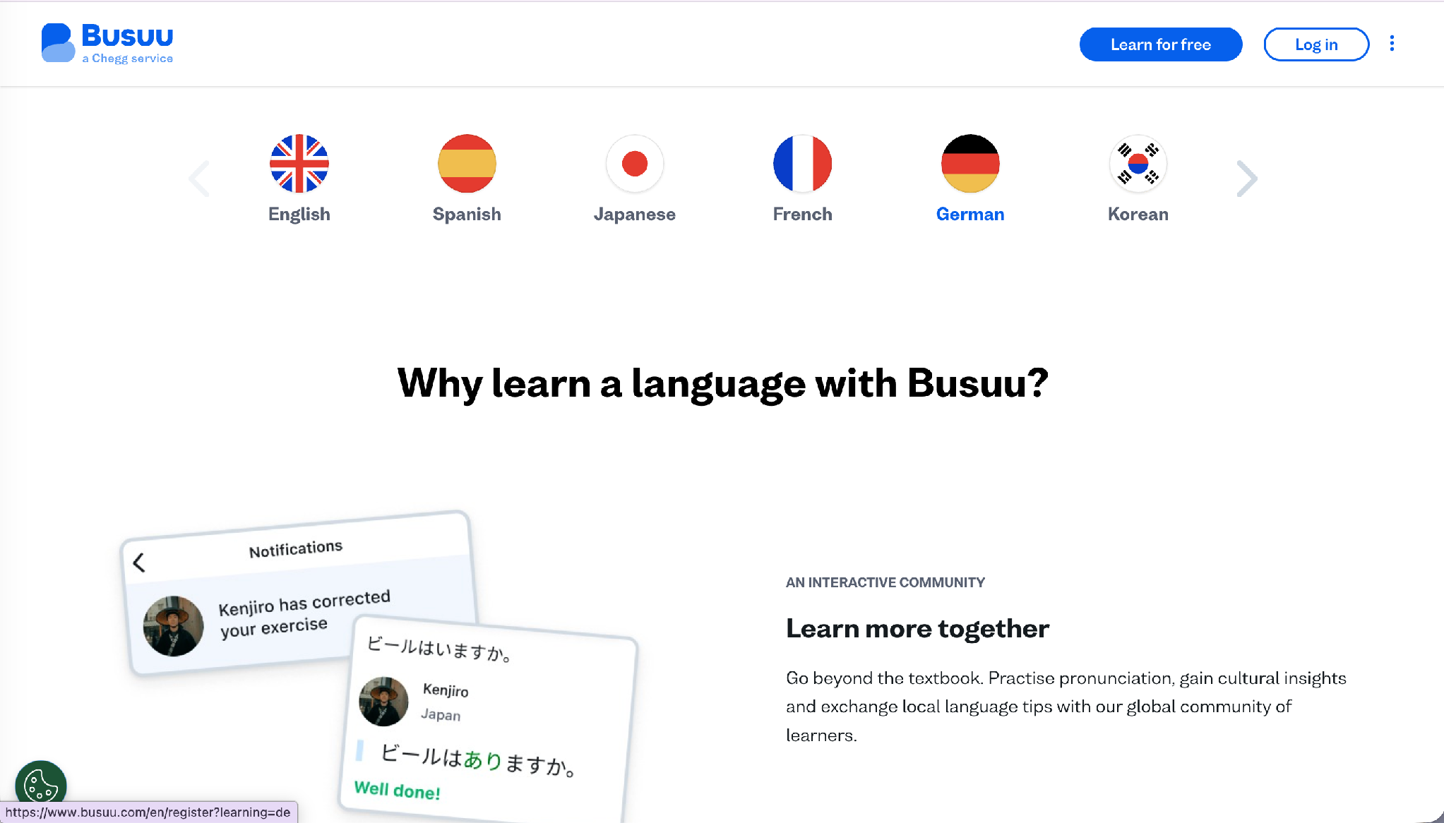 busuu homepage