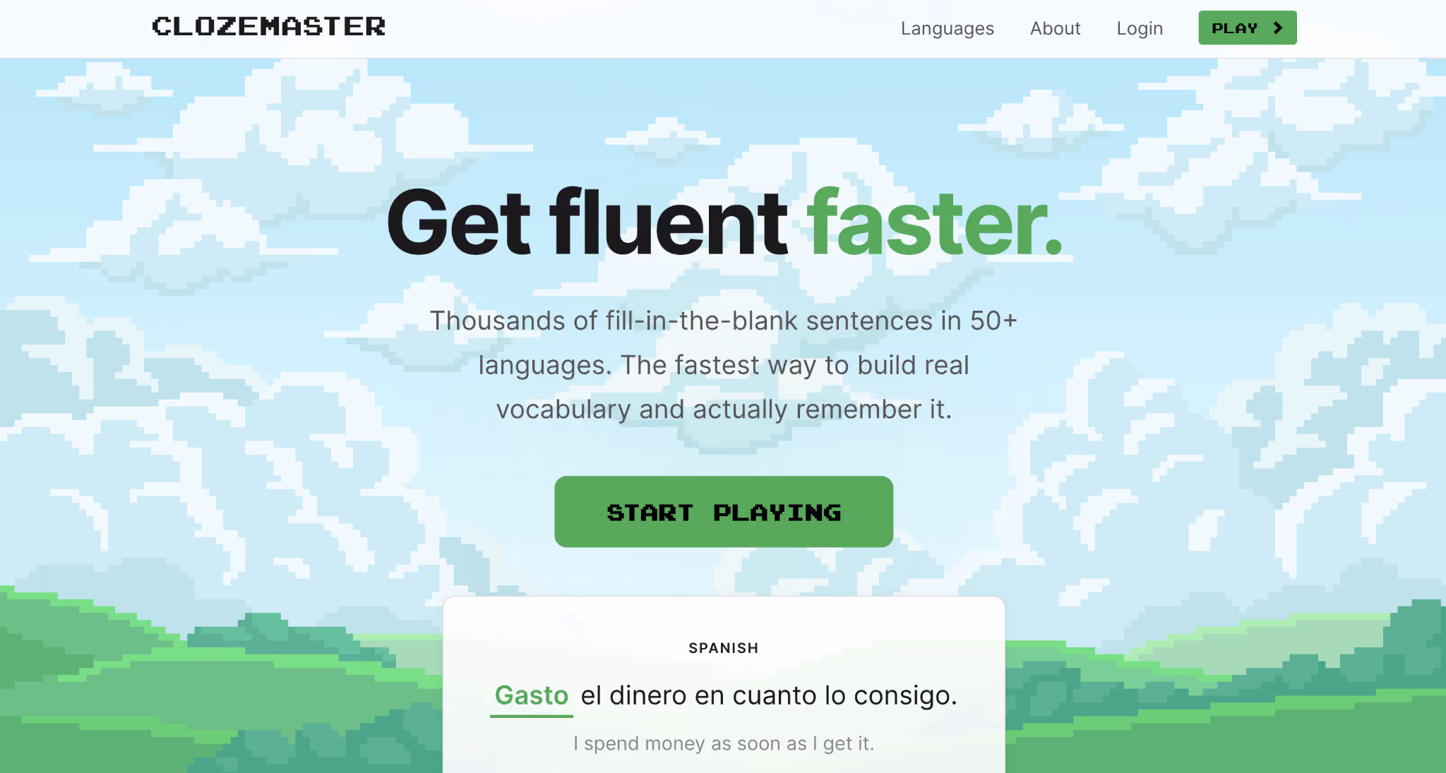clozemaster homepage