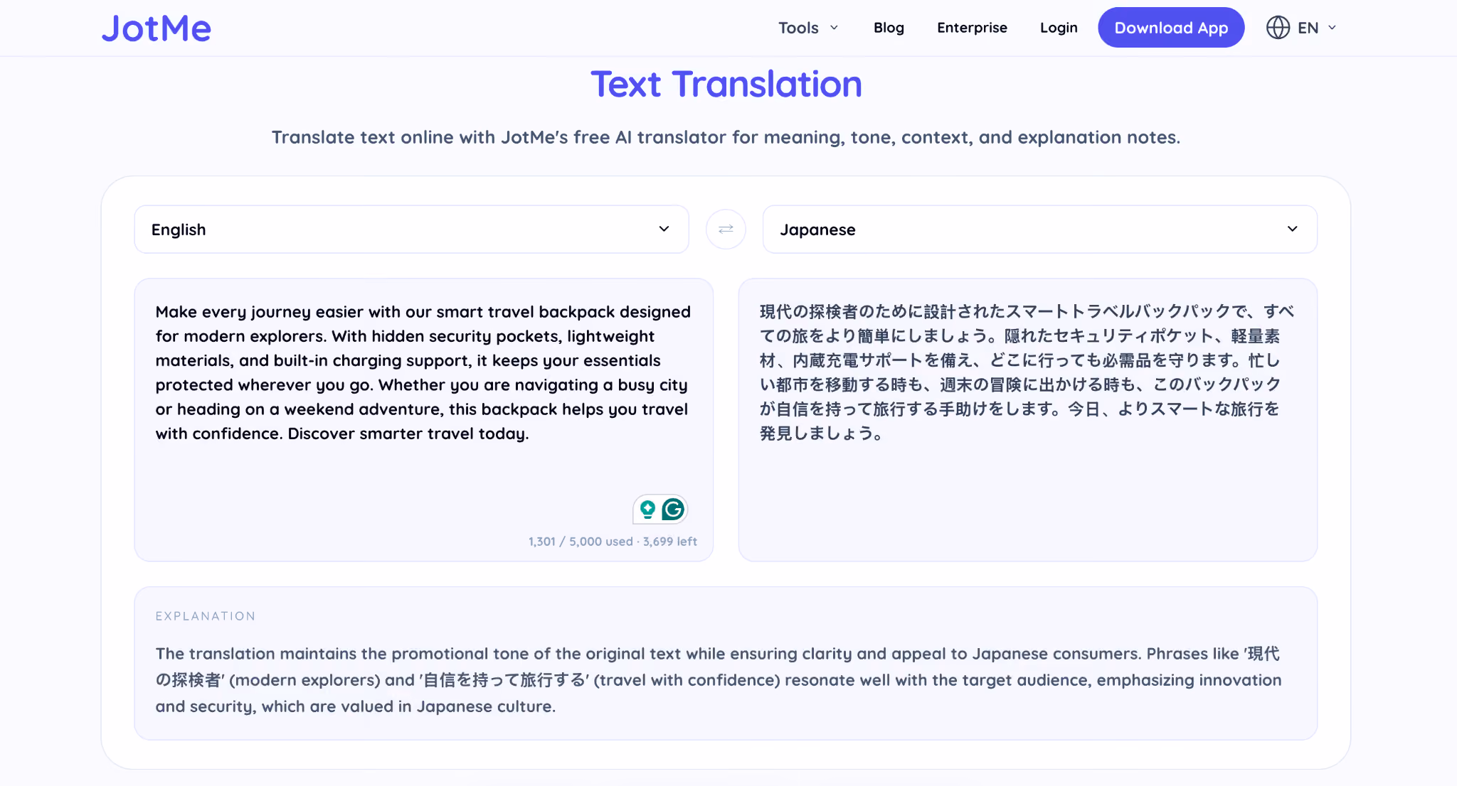 jotme english to japanese text translation