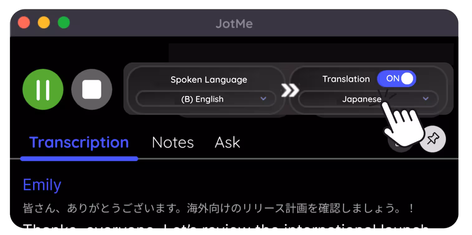 3. Pick the target language