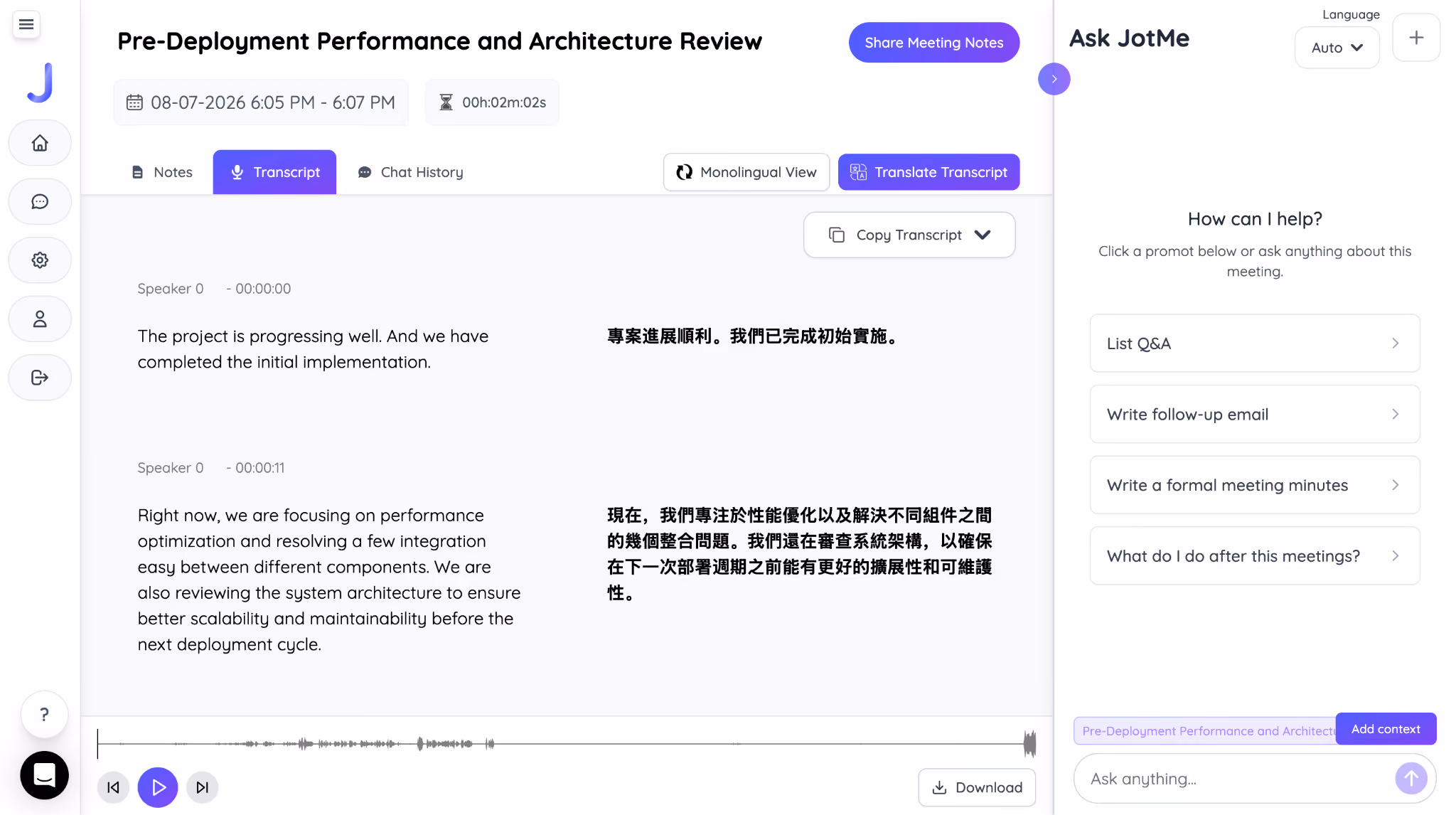 jotme bilingual transcript