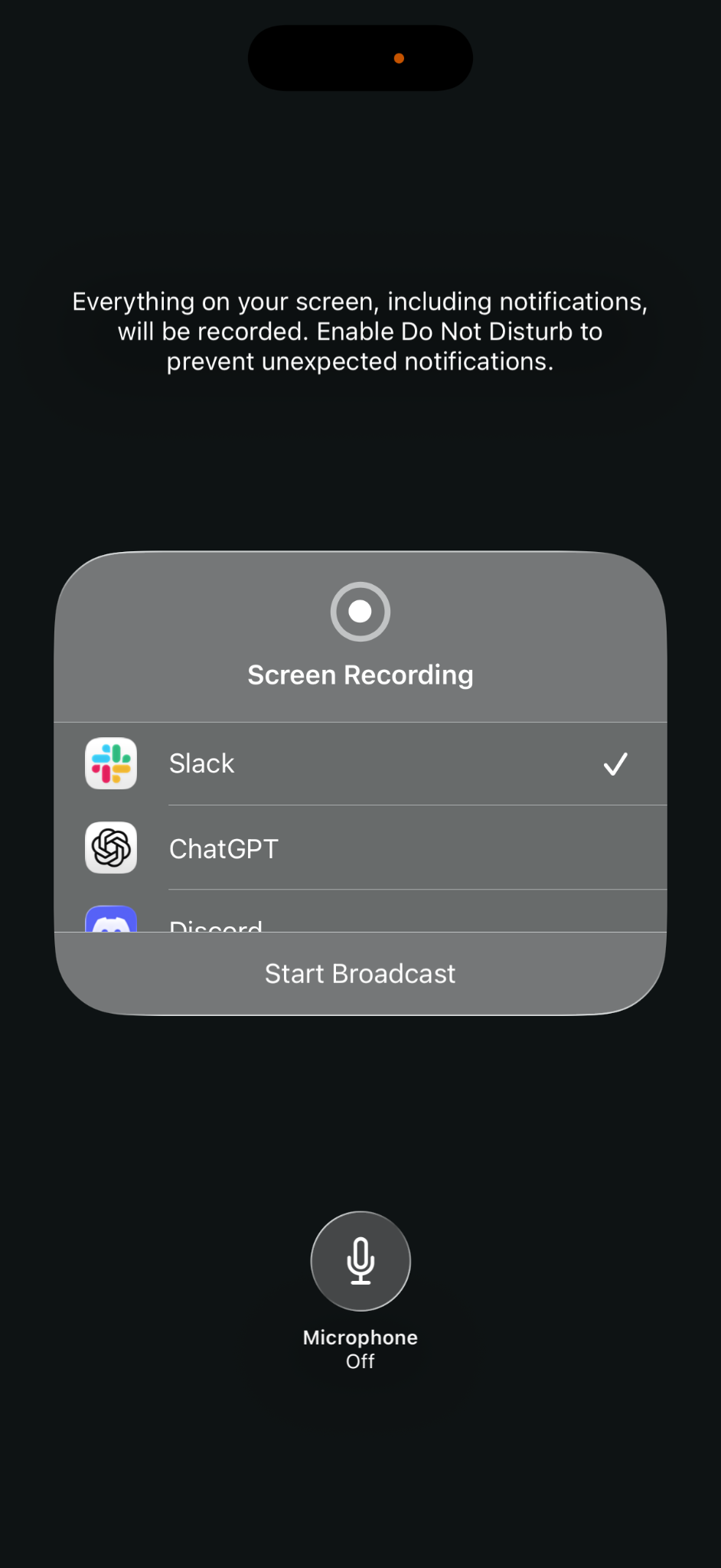 start screen recording