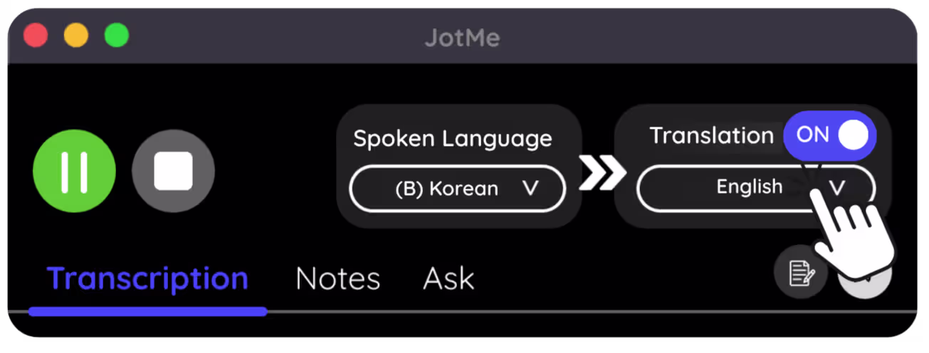 3. 번역 언어를 영어로 설정