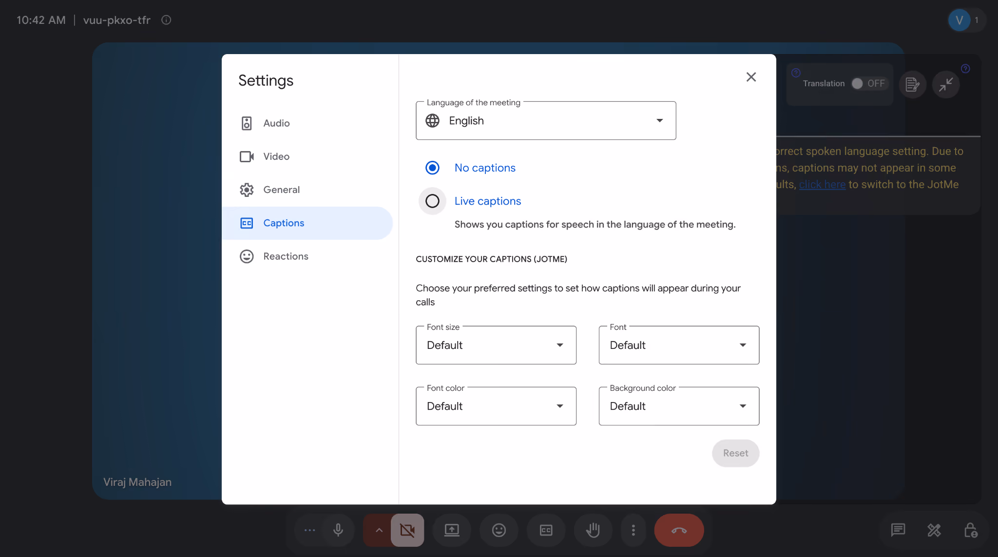 jotme chrome extension choose language