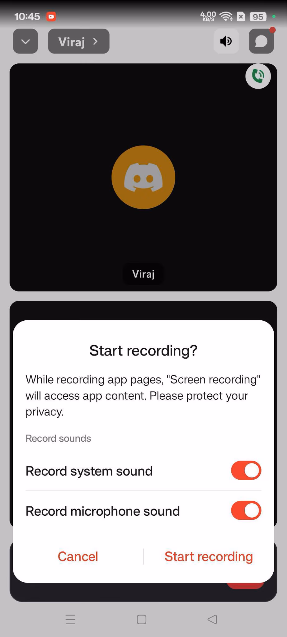 start discord call recording on android