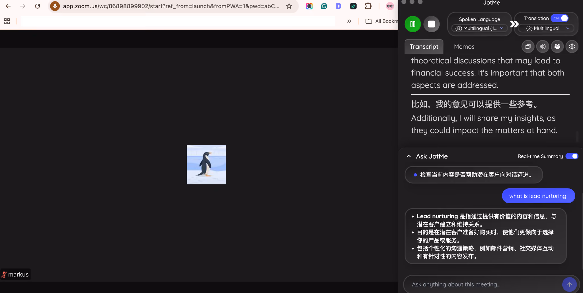 zoom live translation