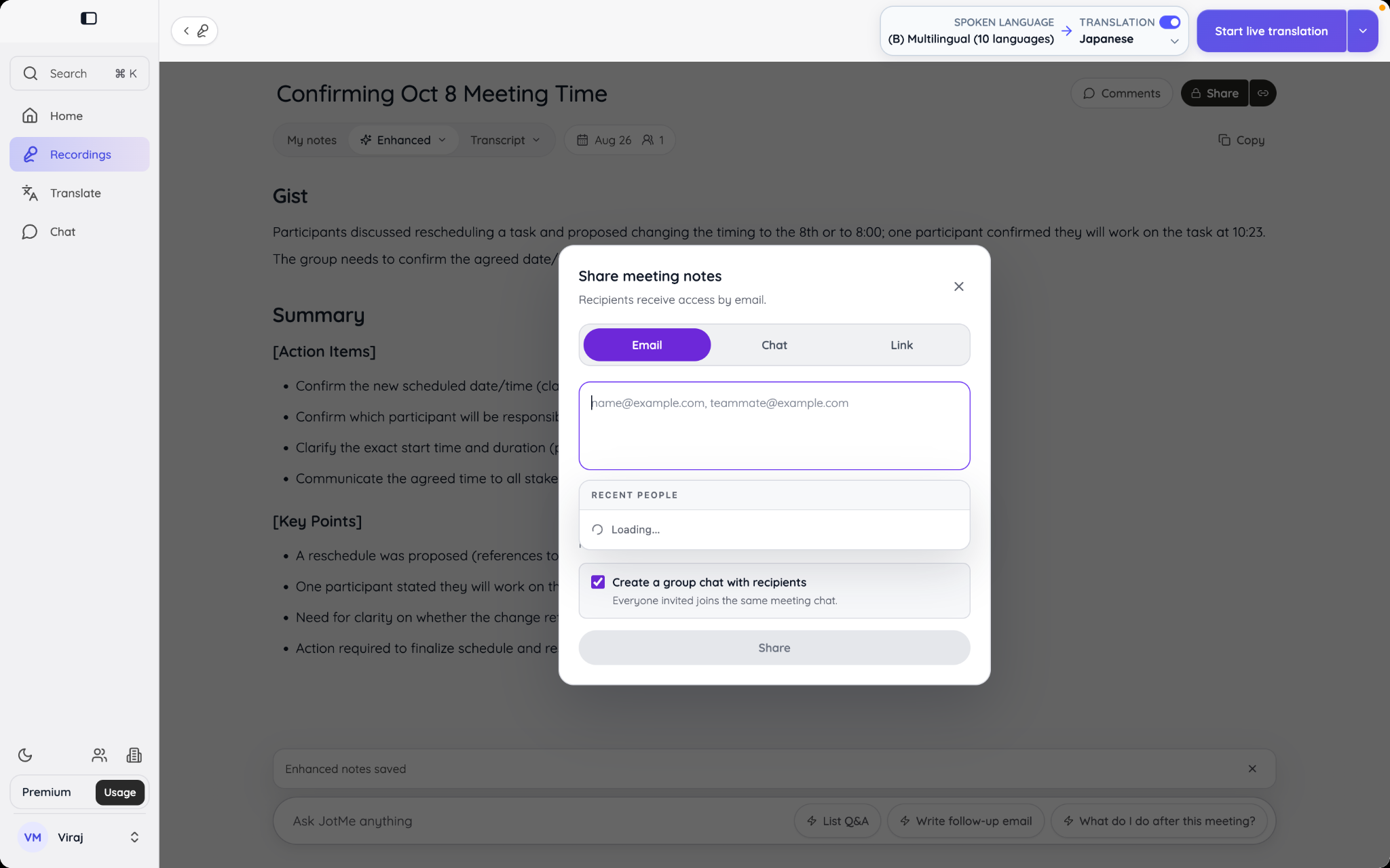share or download meeting recordings