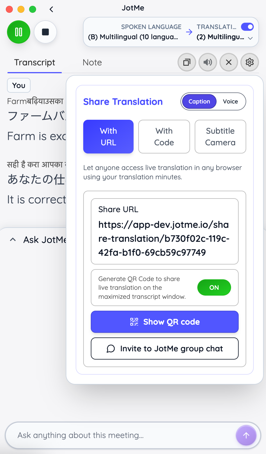 share live translation
