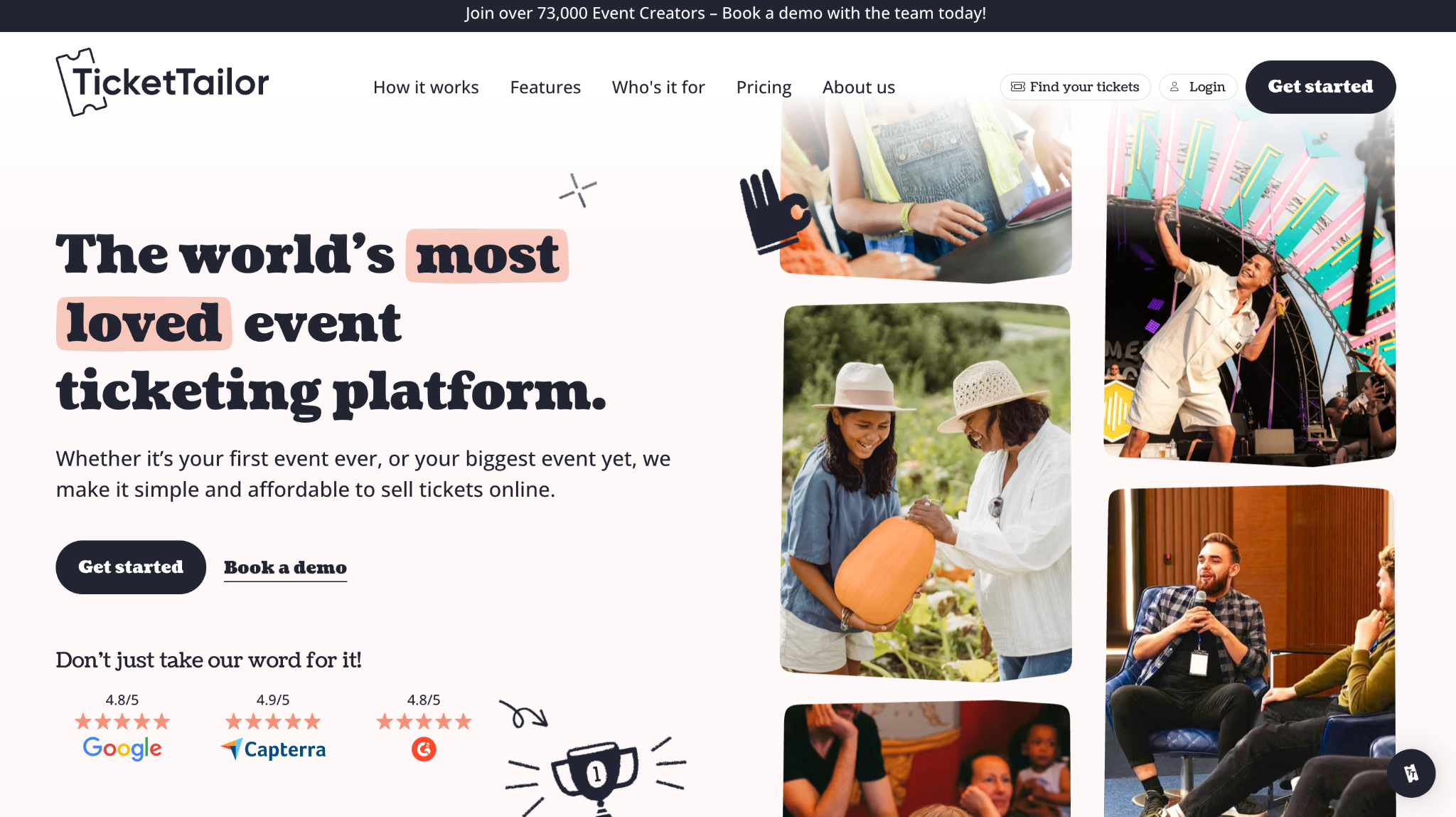 ticket tailor homepage