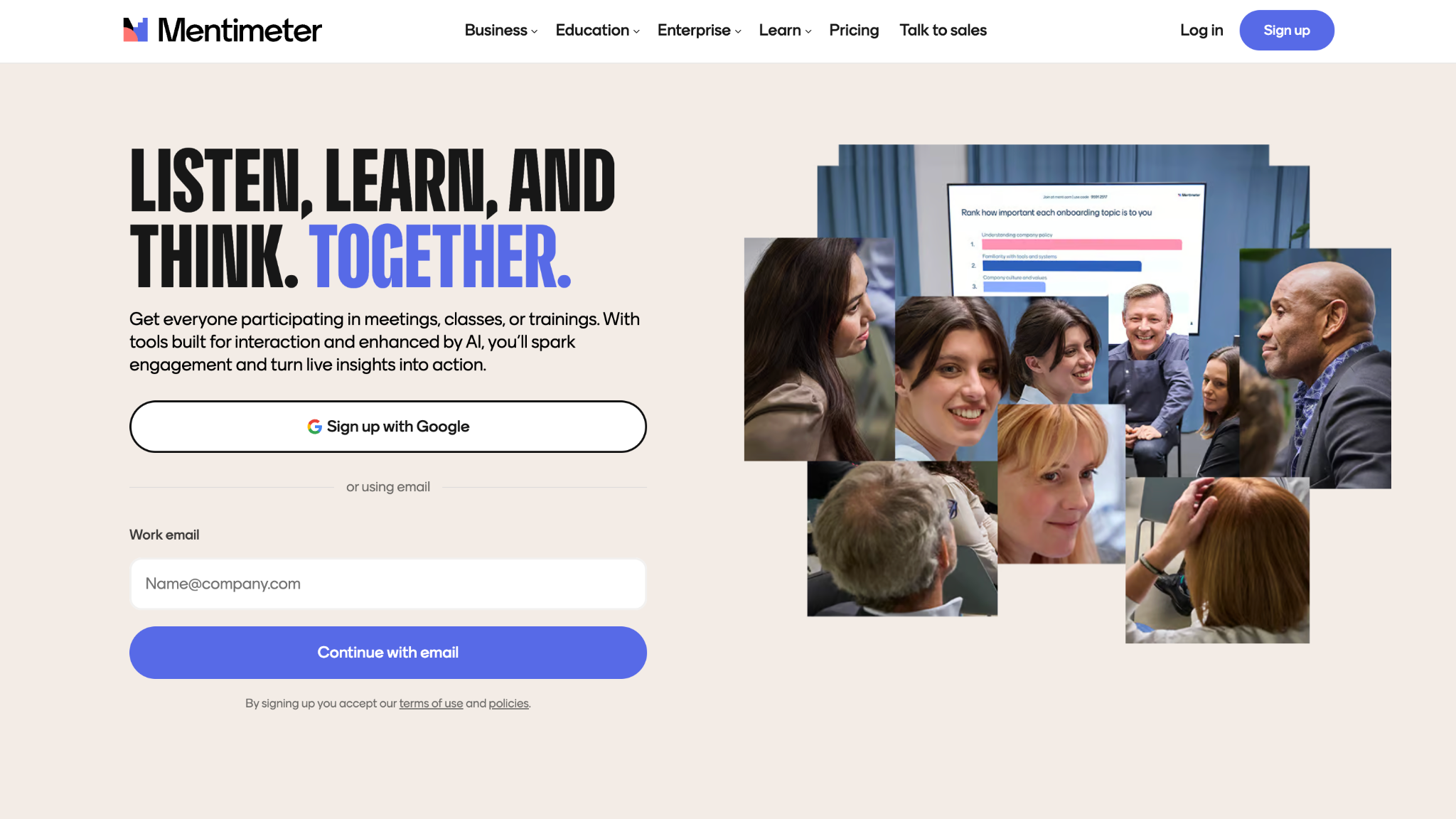 mentimeter homepage