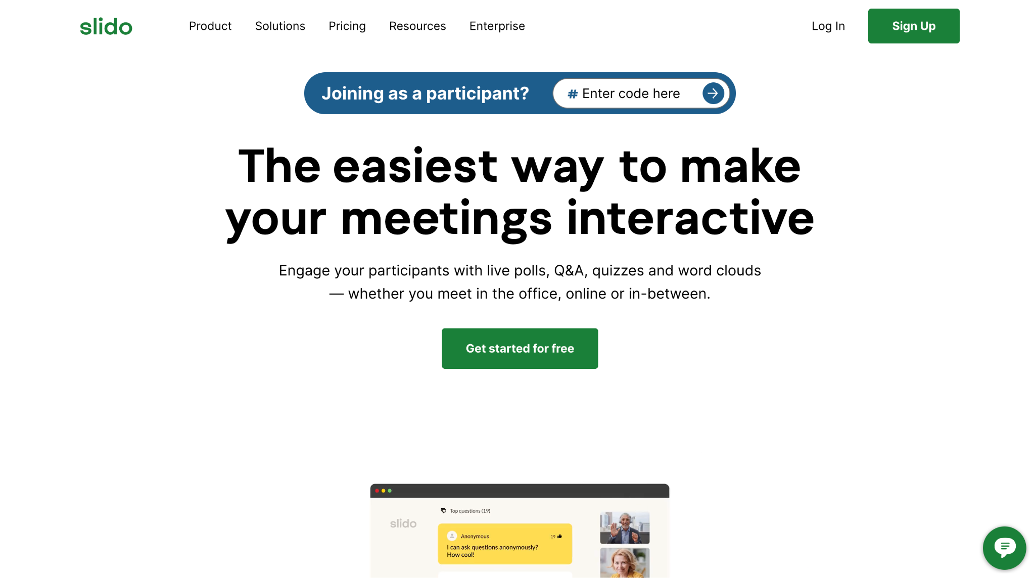 slido homepage