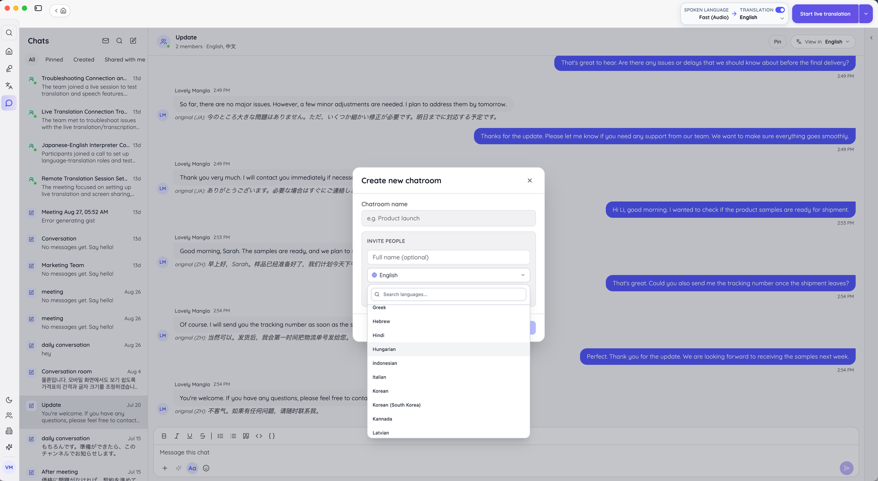 jotme chat choose language