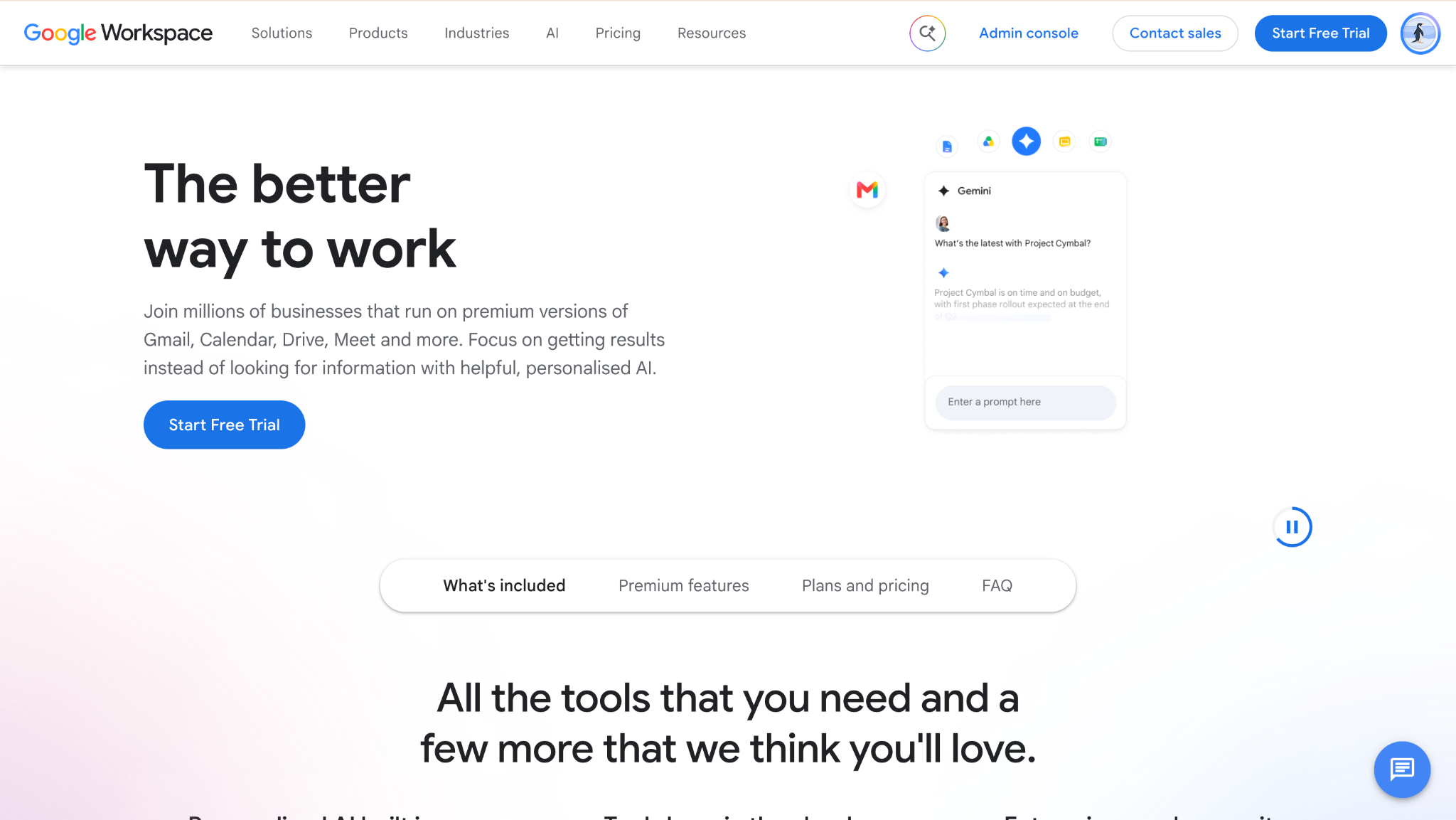 google workspace homepage