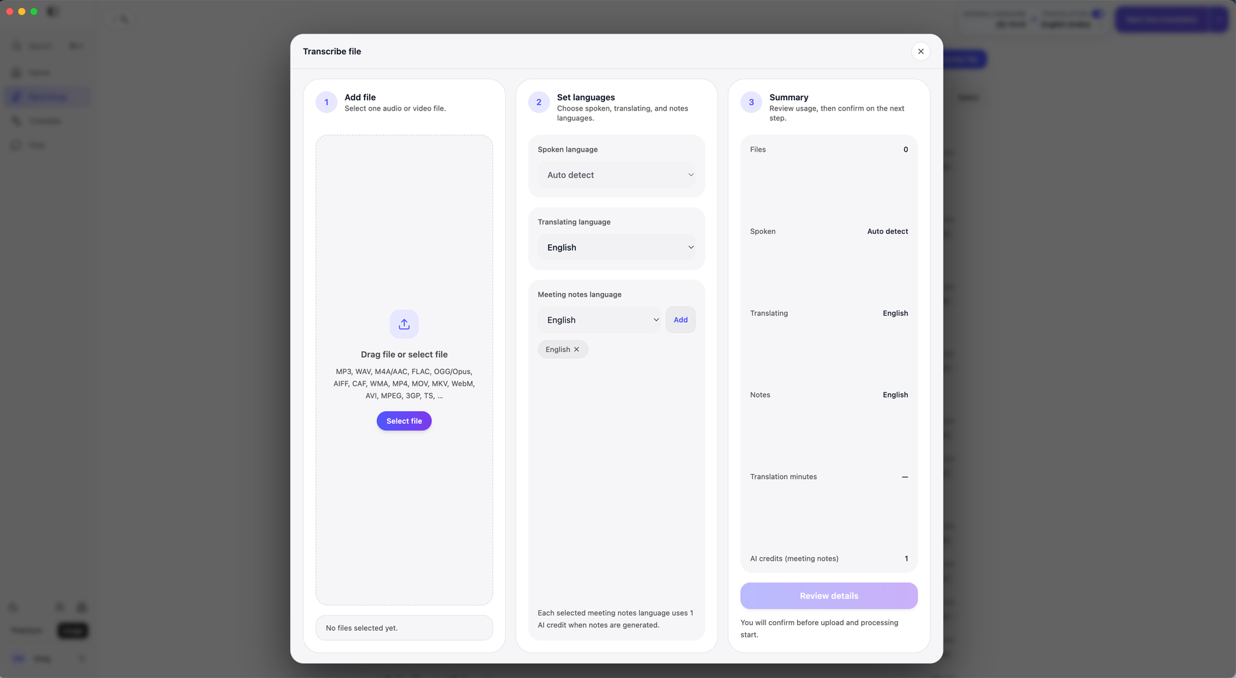 jotme transcribe files