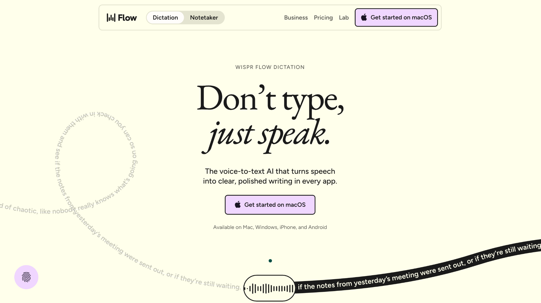 wisper flow homepage
