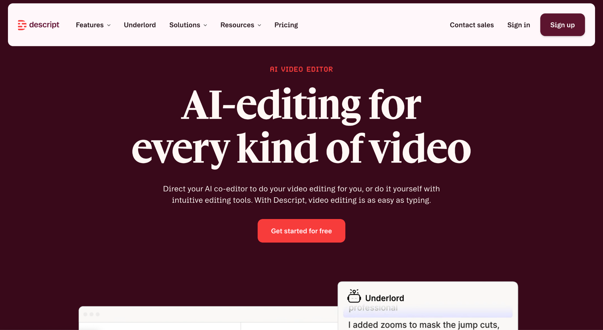 descript homepage