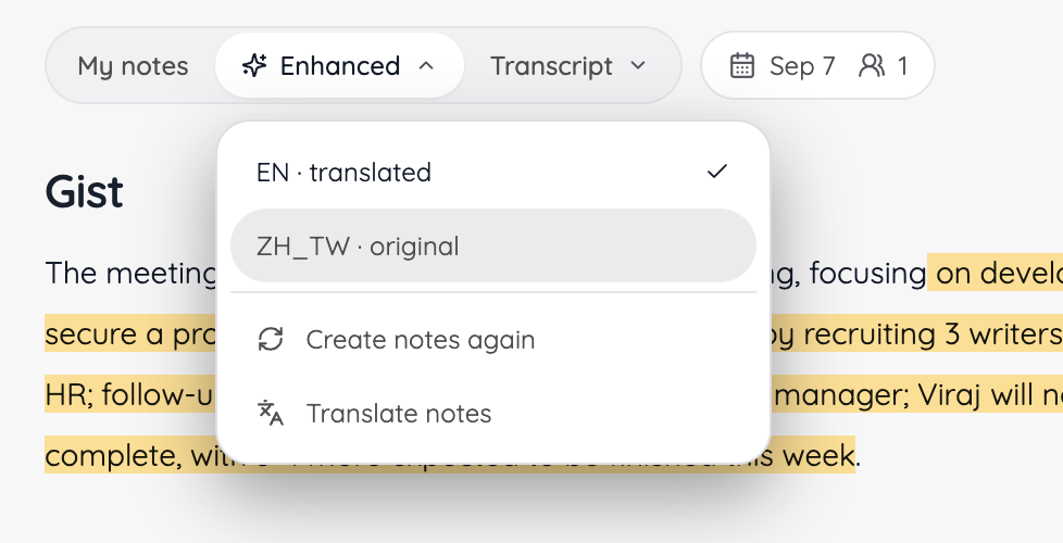 JotMe Enhanced menu