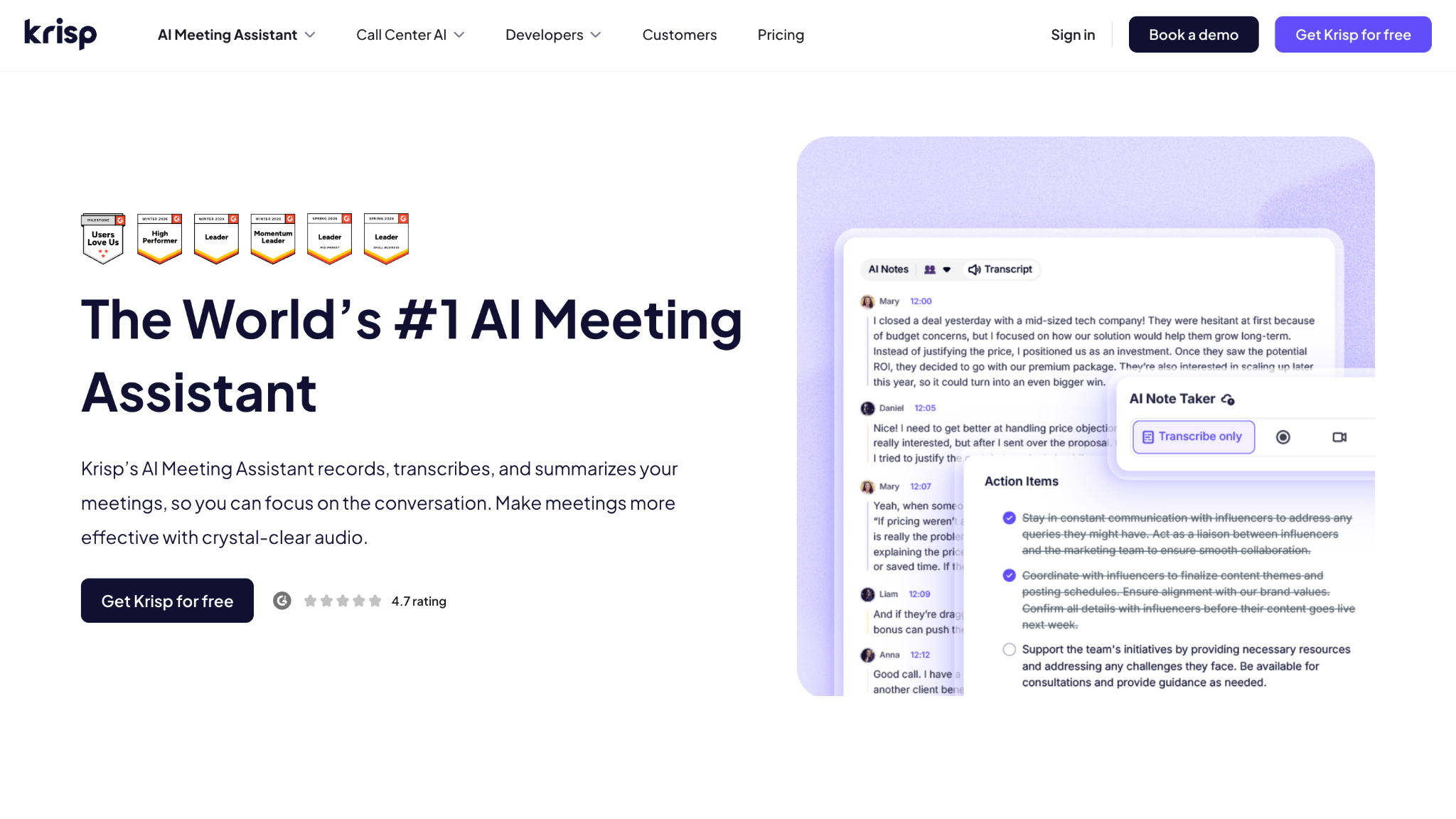 krisp homepage