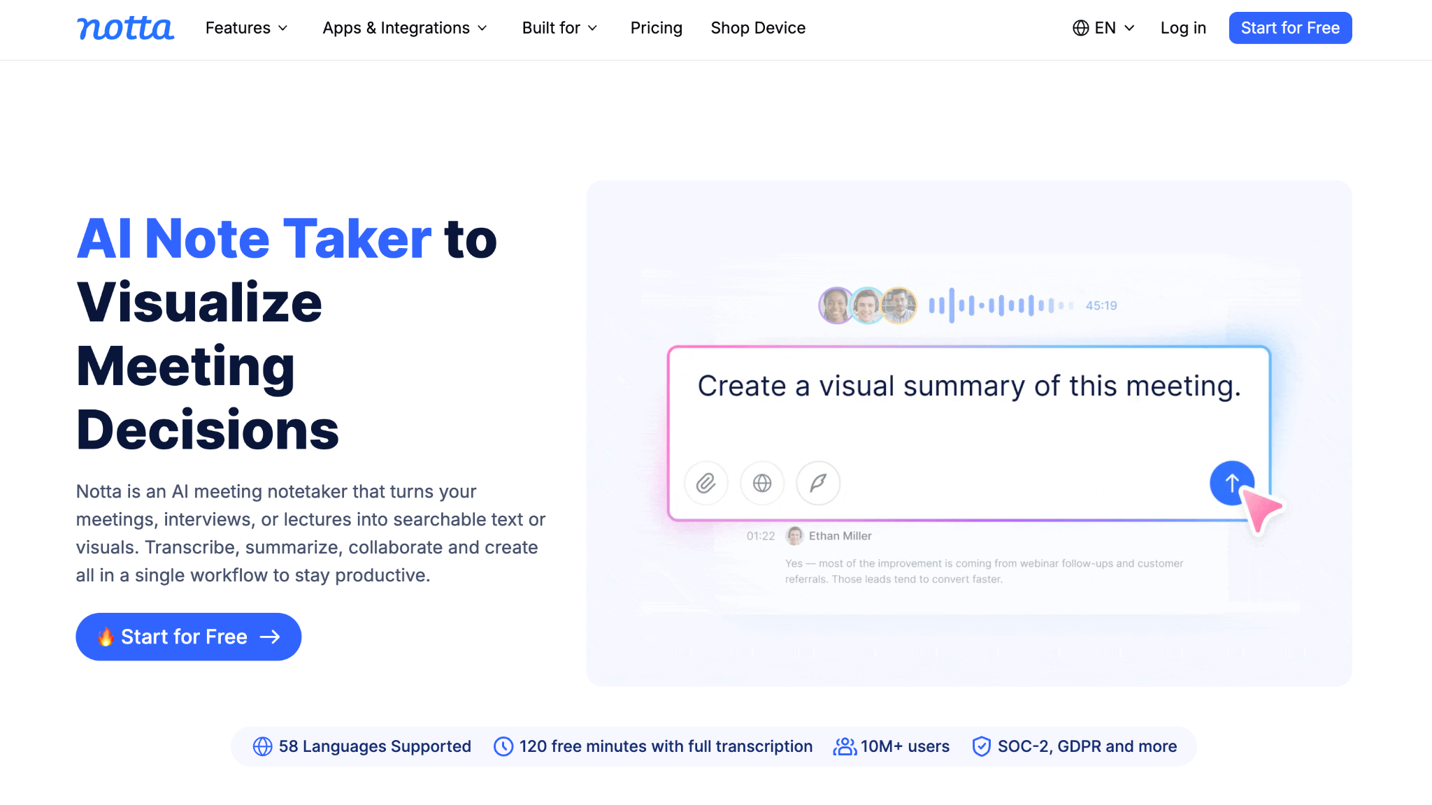notta homepage