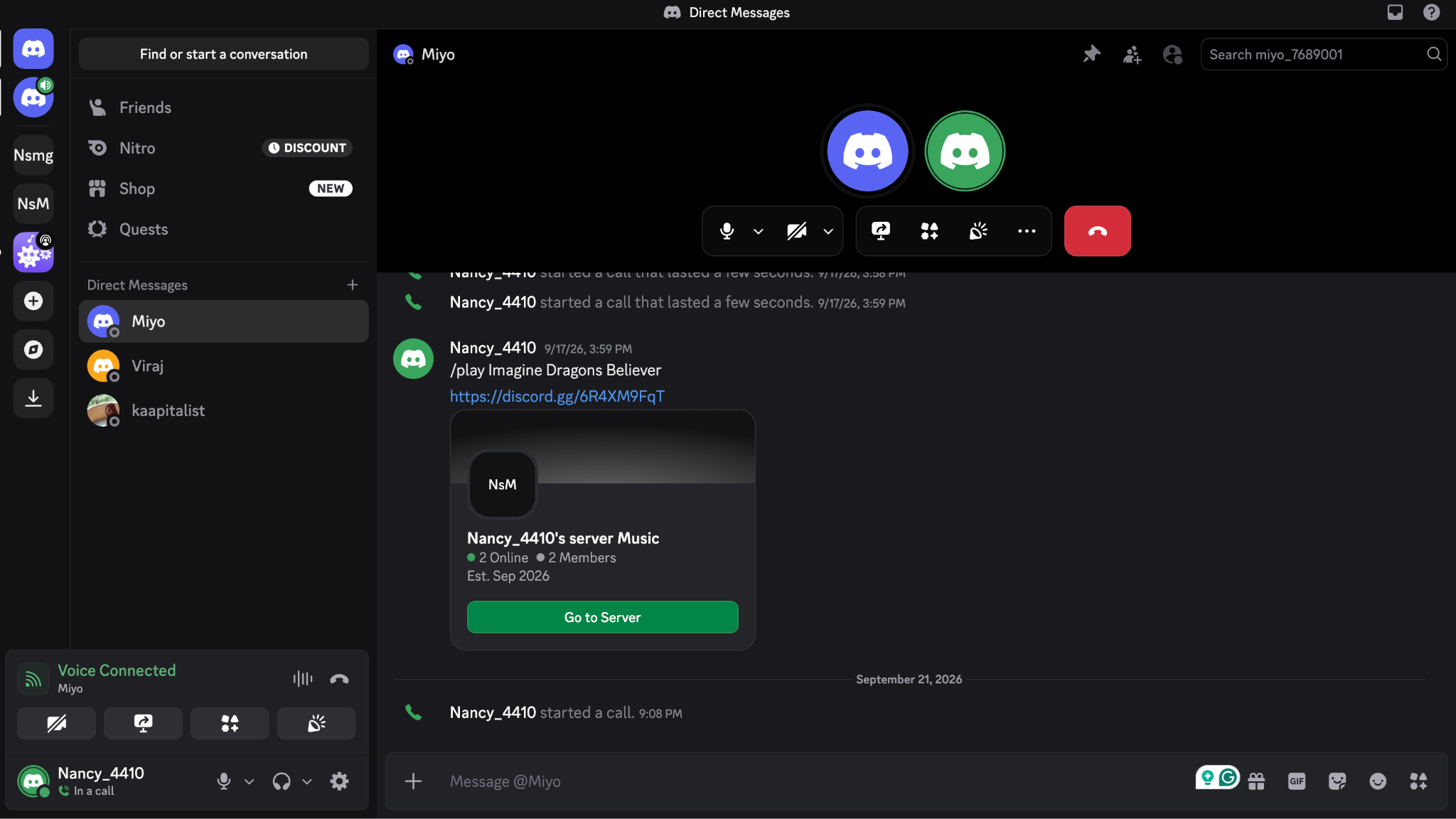 start discord call