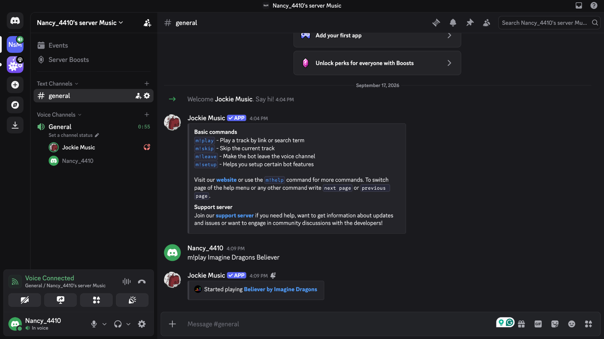 ask bot to play music
