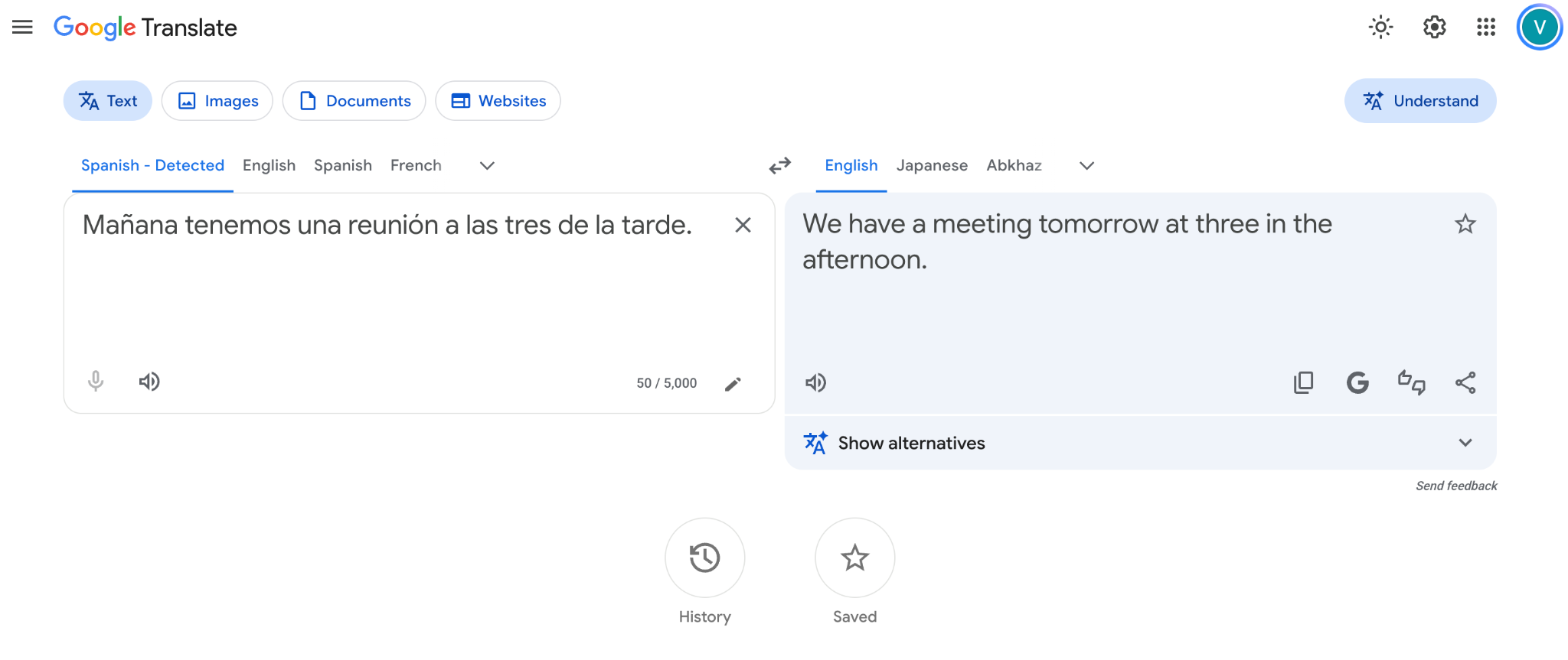 google translate spanish to english simple translation