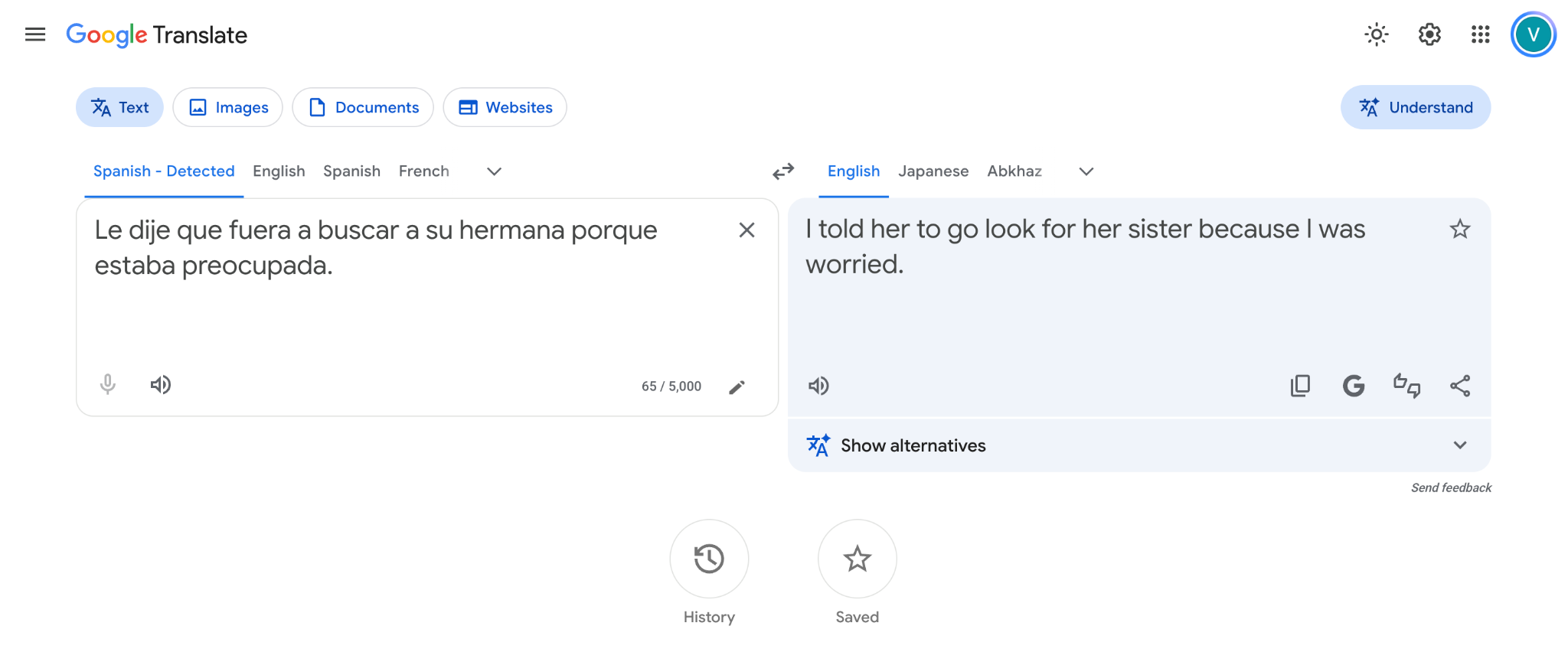 google translate Spanish to English Ambiguous Translation