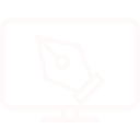 icon of monitor with pen sign for designers