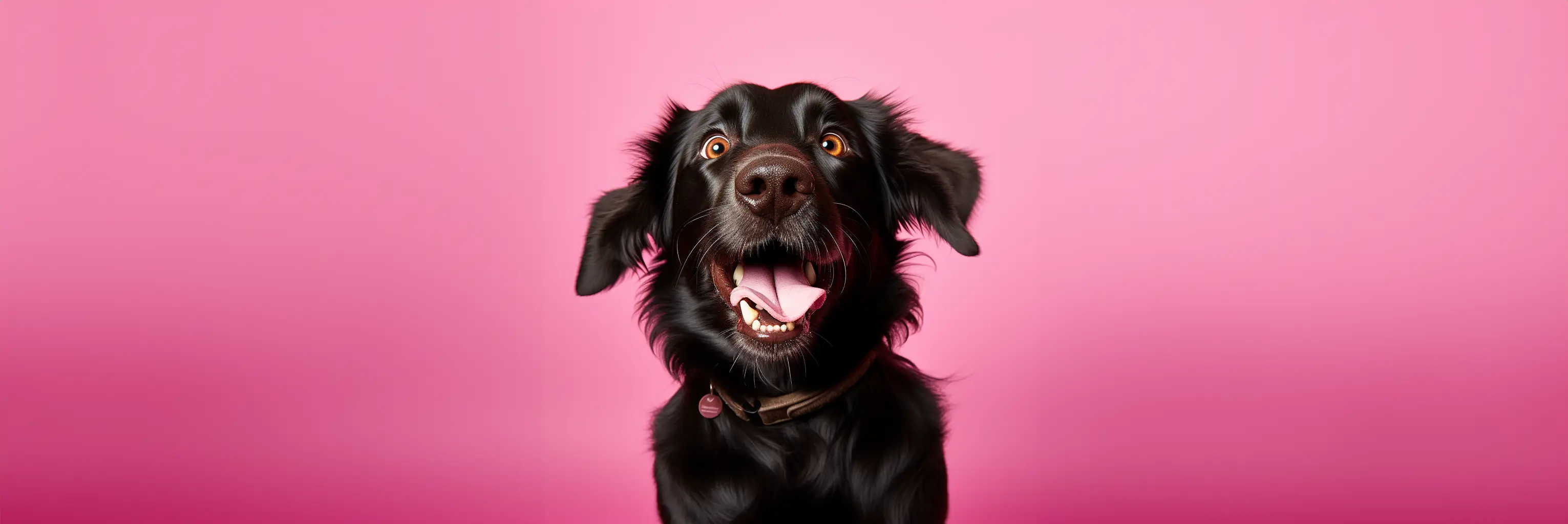 A cute hungry dog licking its lips