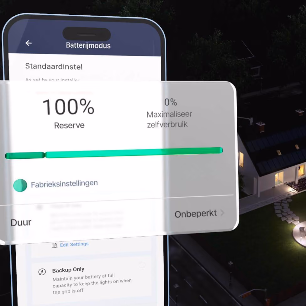 mySolarEdge-app met instellingen voor batterijreserve en maximaal zelfverbruik