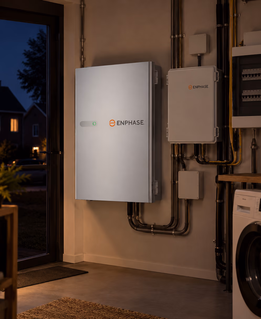 Enphase IQ Battery 5P met energiesysteem en groepenkast voor back-up en noodstroom