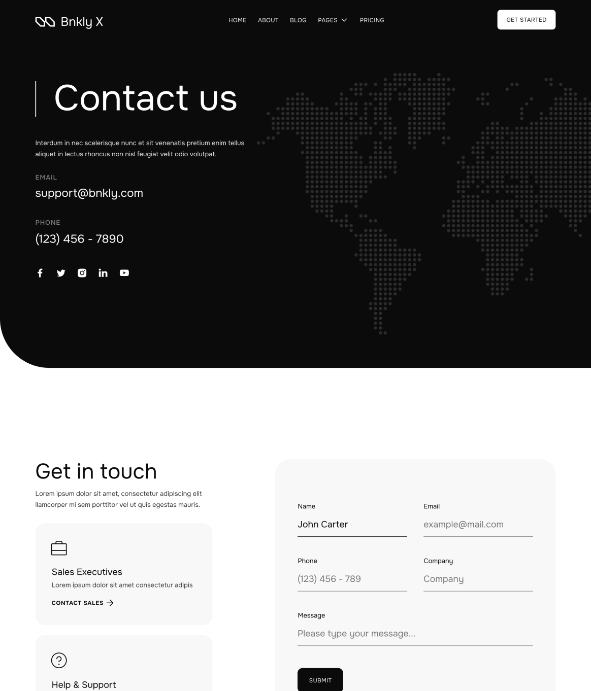 Contact V2 - Bnkly X Webflow Template