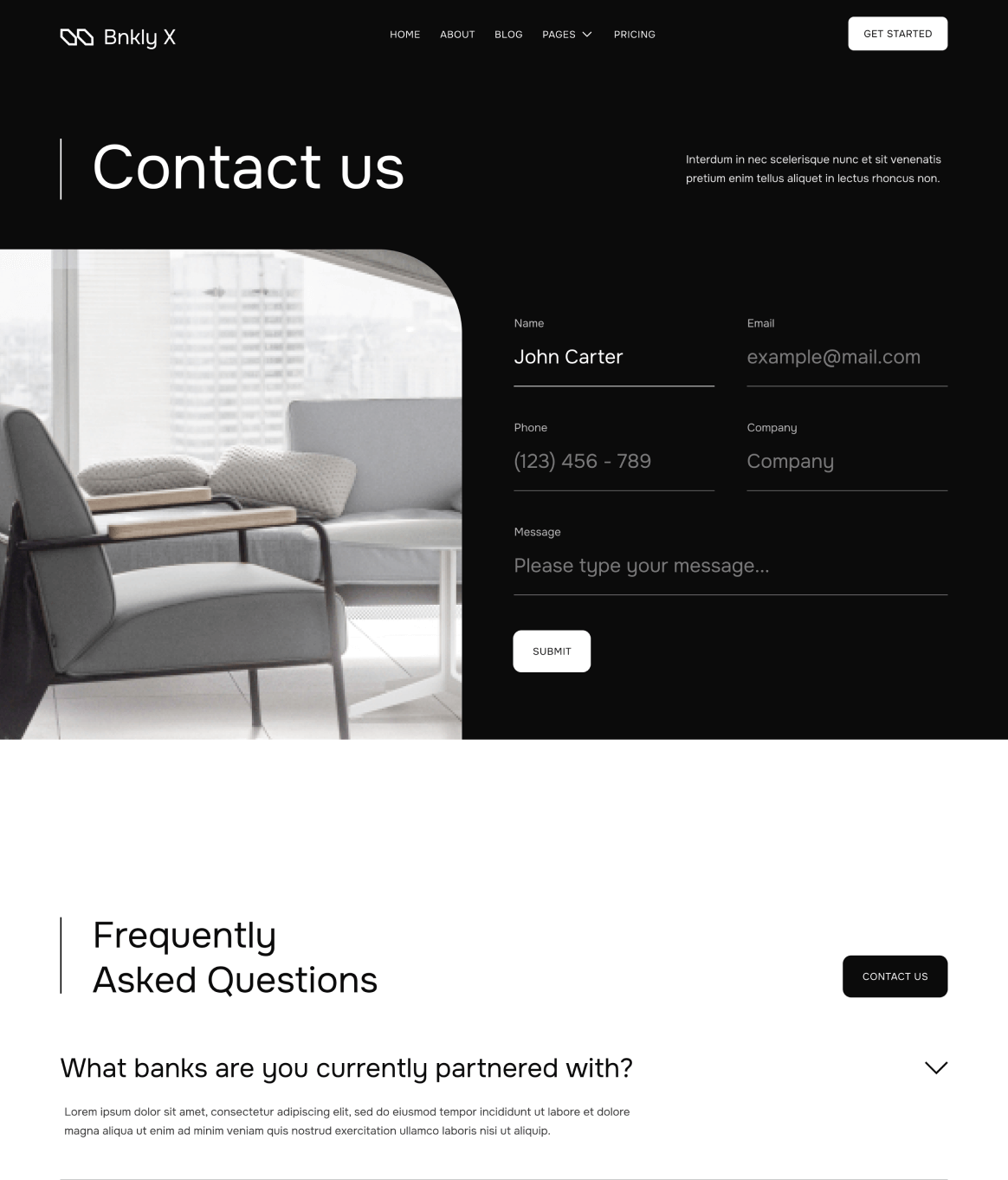 Contact V3 - Bnkly X Webflow Template
