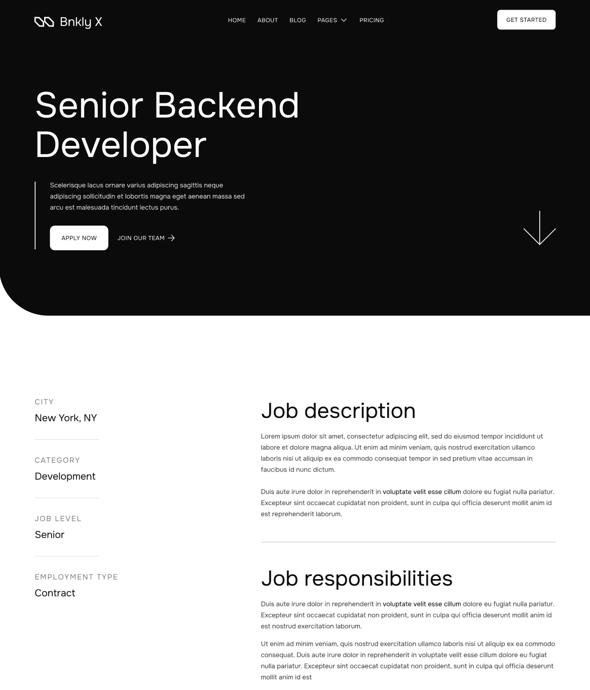 Careers Single - Bnkly X Webflow Template