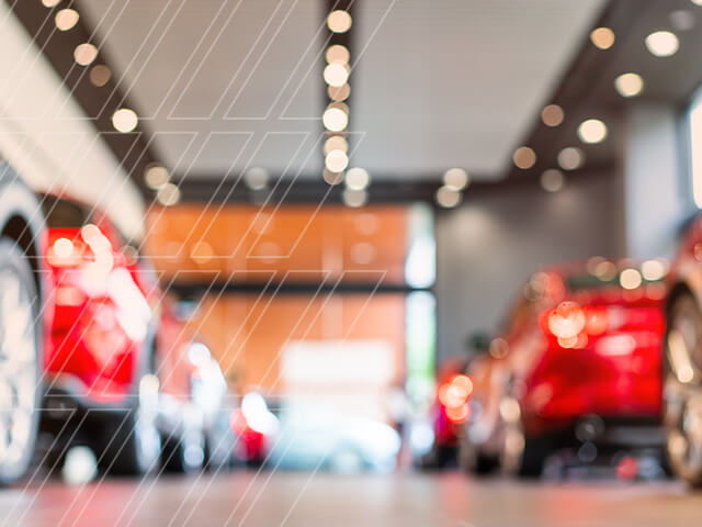 New cars in a car dealer showroom