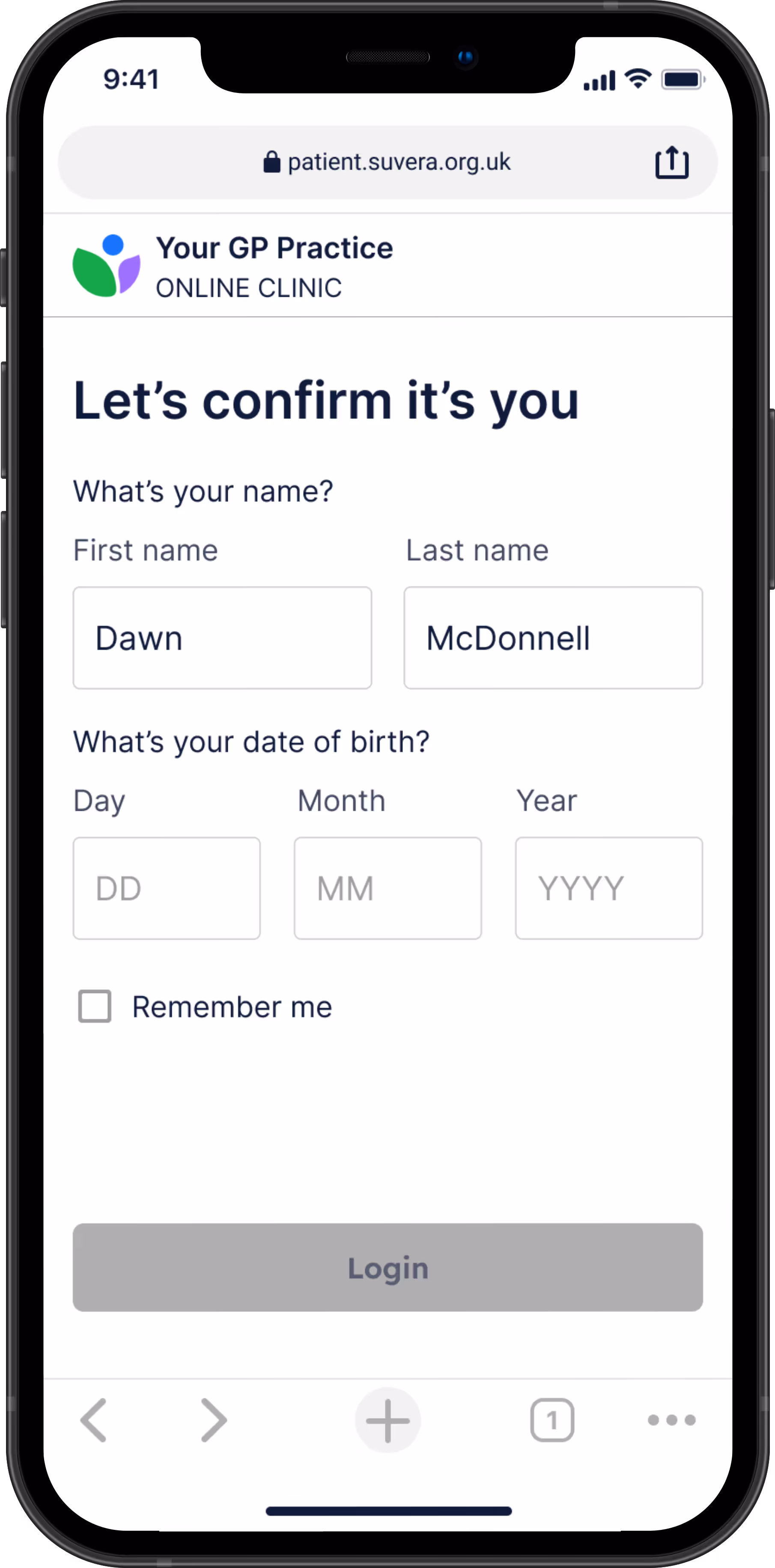 Phone with log in screen to the Suvera web app
