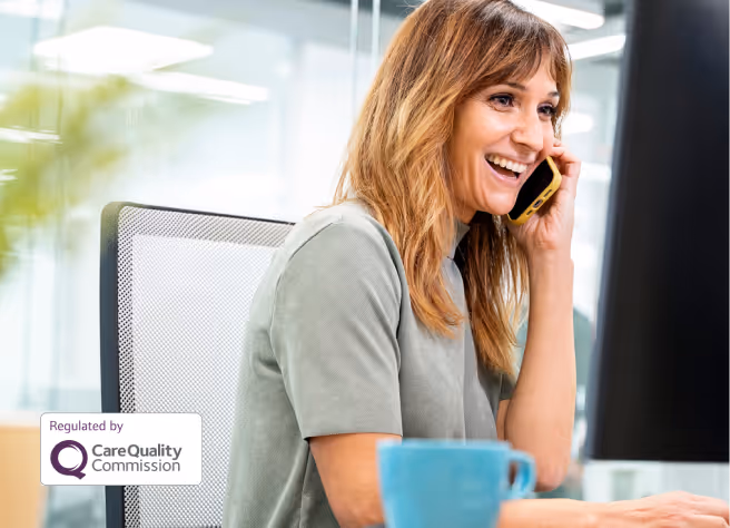 Clinician on the phone with a patient