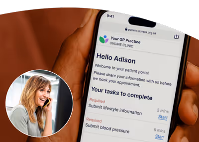 Patient using web app on the phone